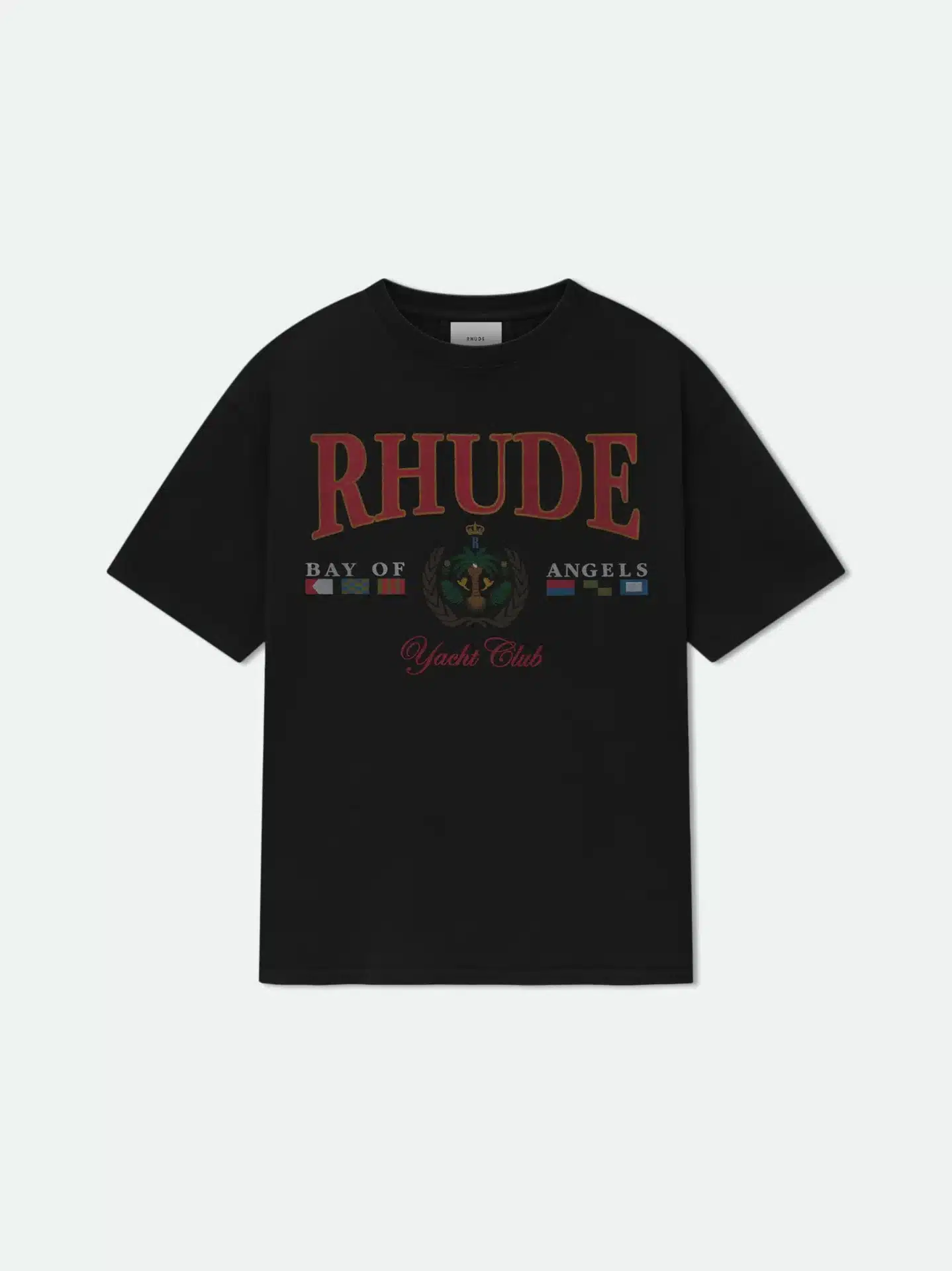 T-shirt luxe vintage Bay of Angels coton noir Rhude-influensse
