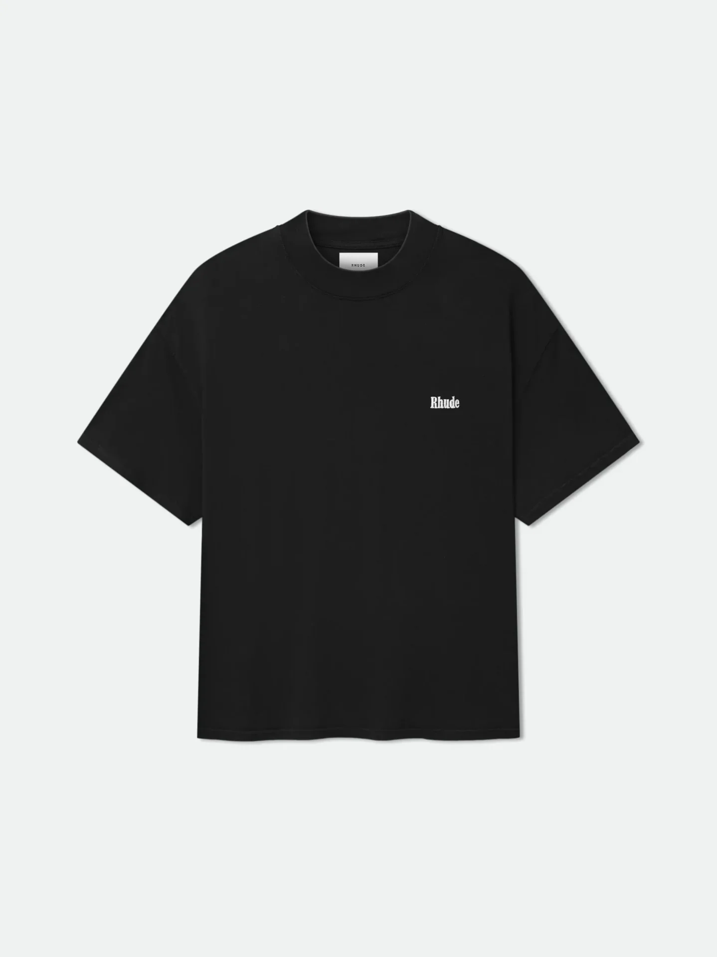 T-shirt luxe classique col montant coton noir Rhude-influensse