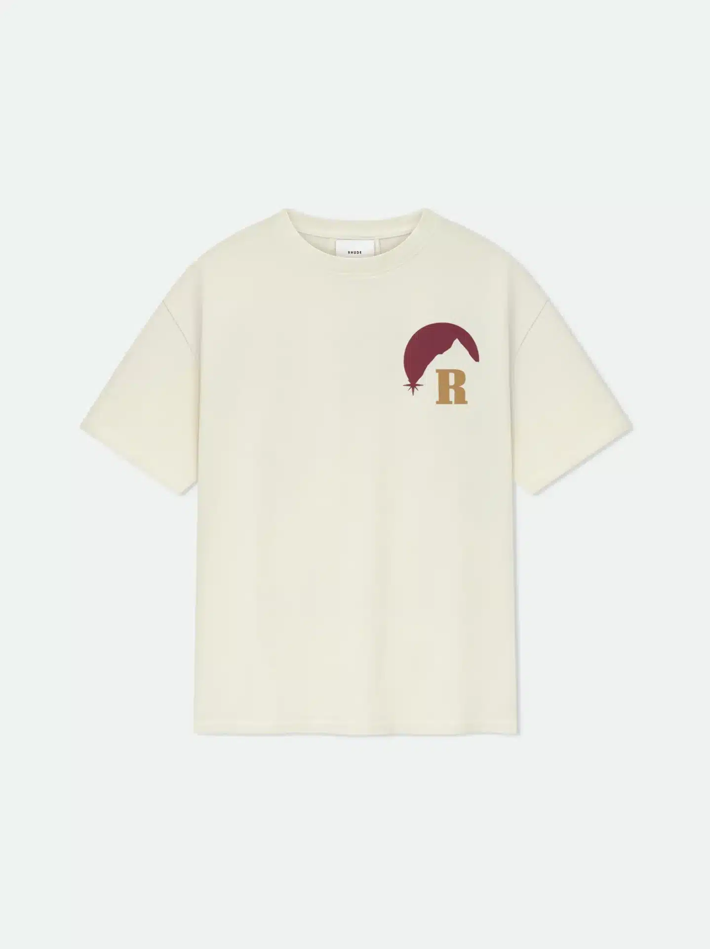 T-shirt streetwear luxe Clair de lune blanc rouge Rhude-influensse