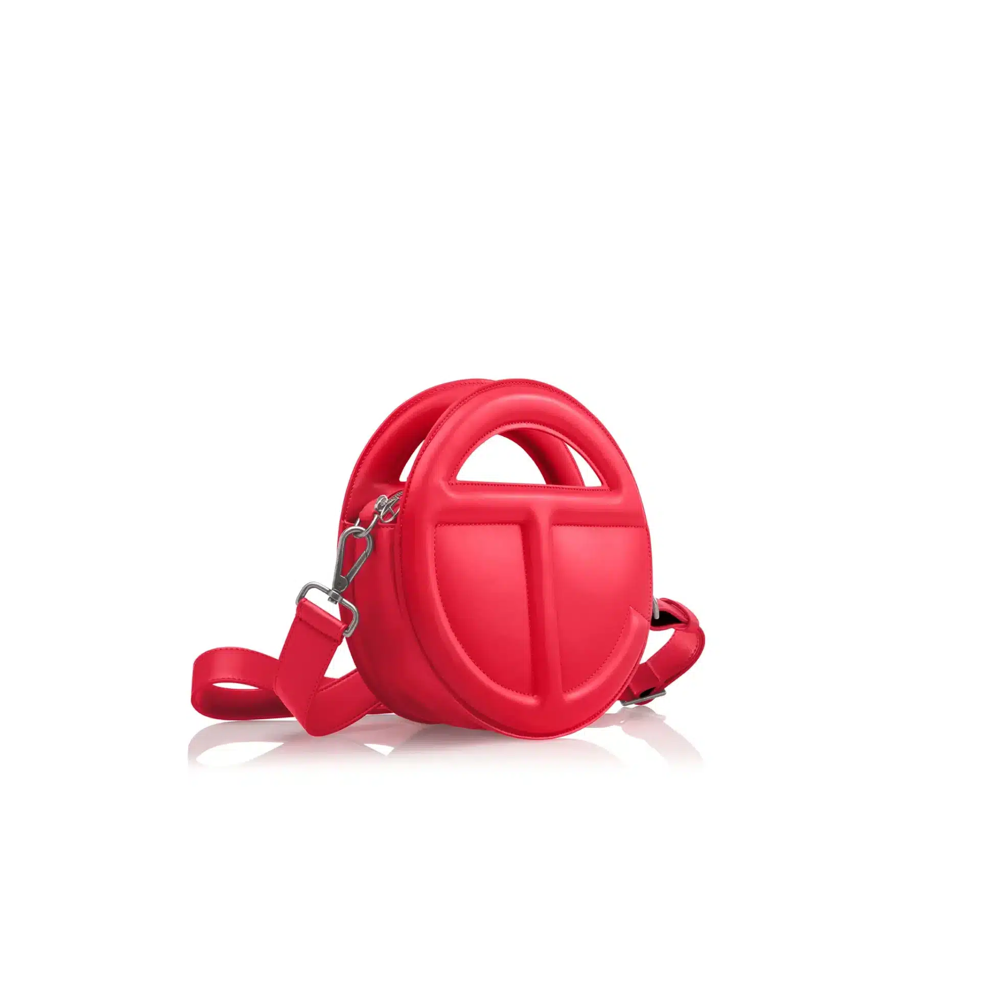 Sac à bandoulière luxe Round Circle cuir rouge Telfar-influensse