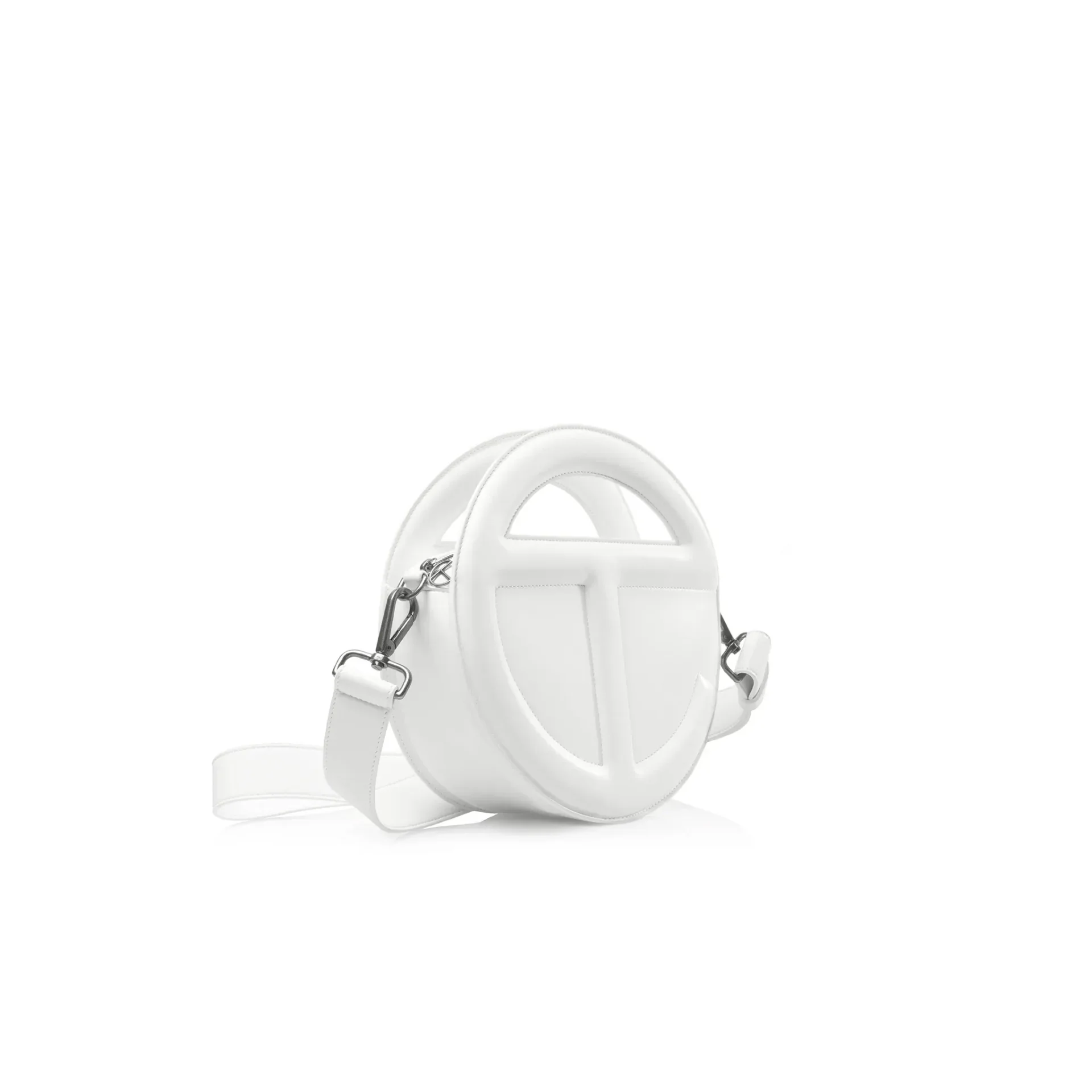Sac à bandoulière luxe Round Circle cuir blanc Telfar-influensse