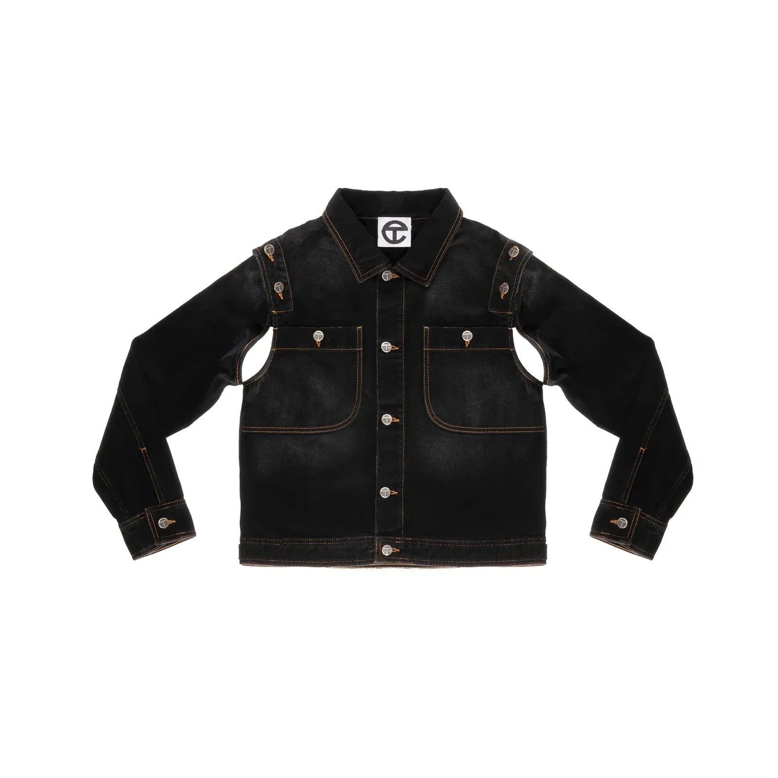 Veste en jean amovible streetwear luxe denim coton noir Telfar-influensse