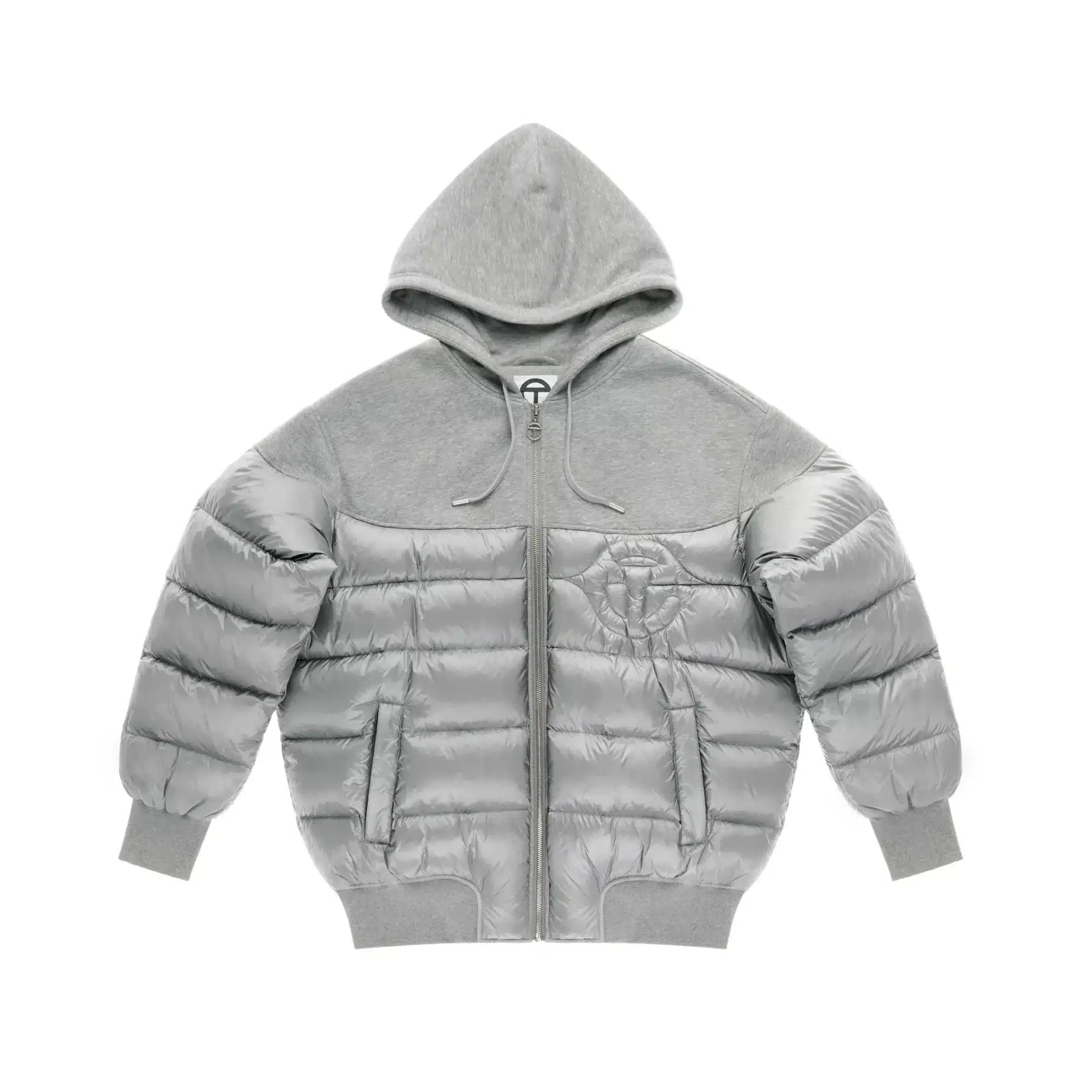 Sweat à capuche streetwear luxe Puffer gris Telfar-influensse