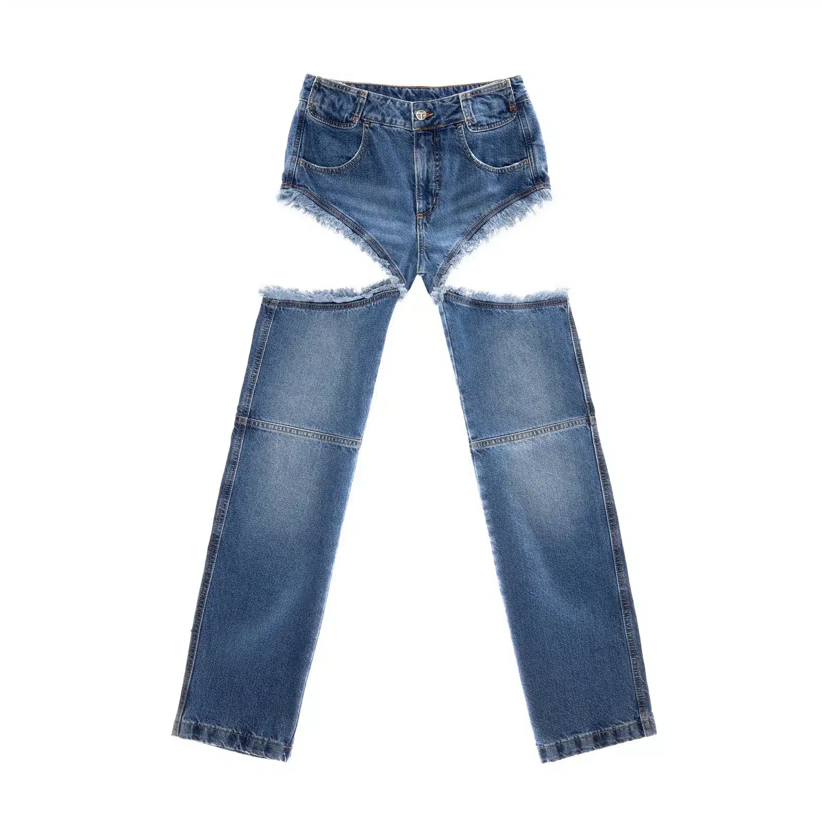 Jean destroy cuisses streetwear denim coton bleu Telfar-influensse