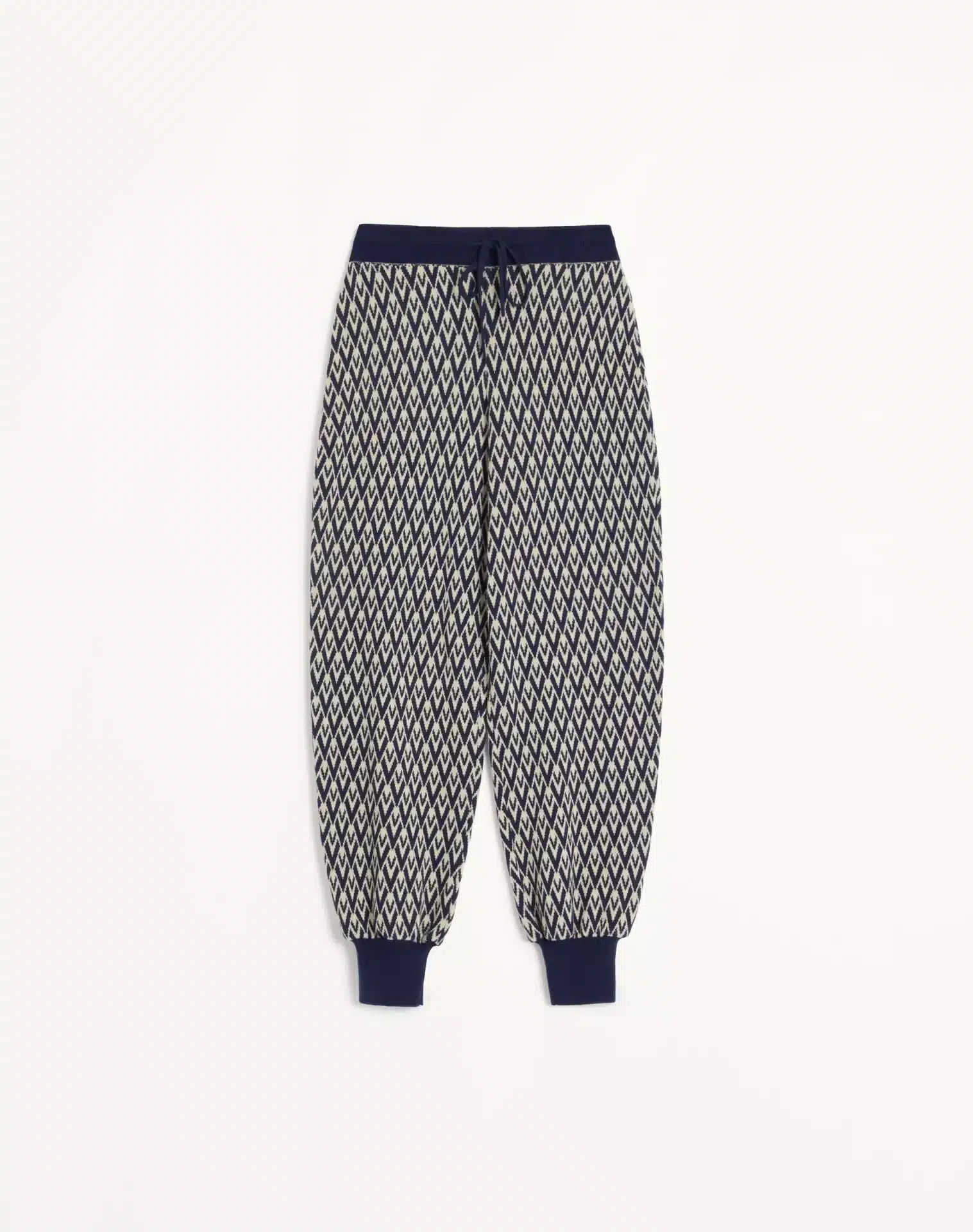 Pantalon laine luxe imprimé Toute la V crème bleu Valentino-influensse