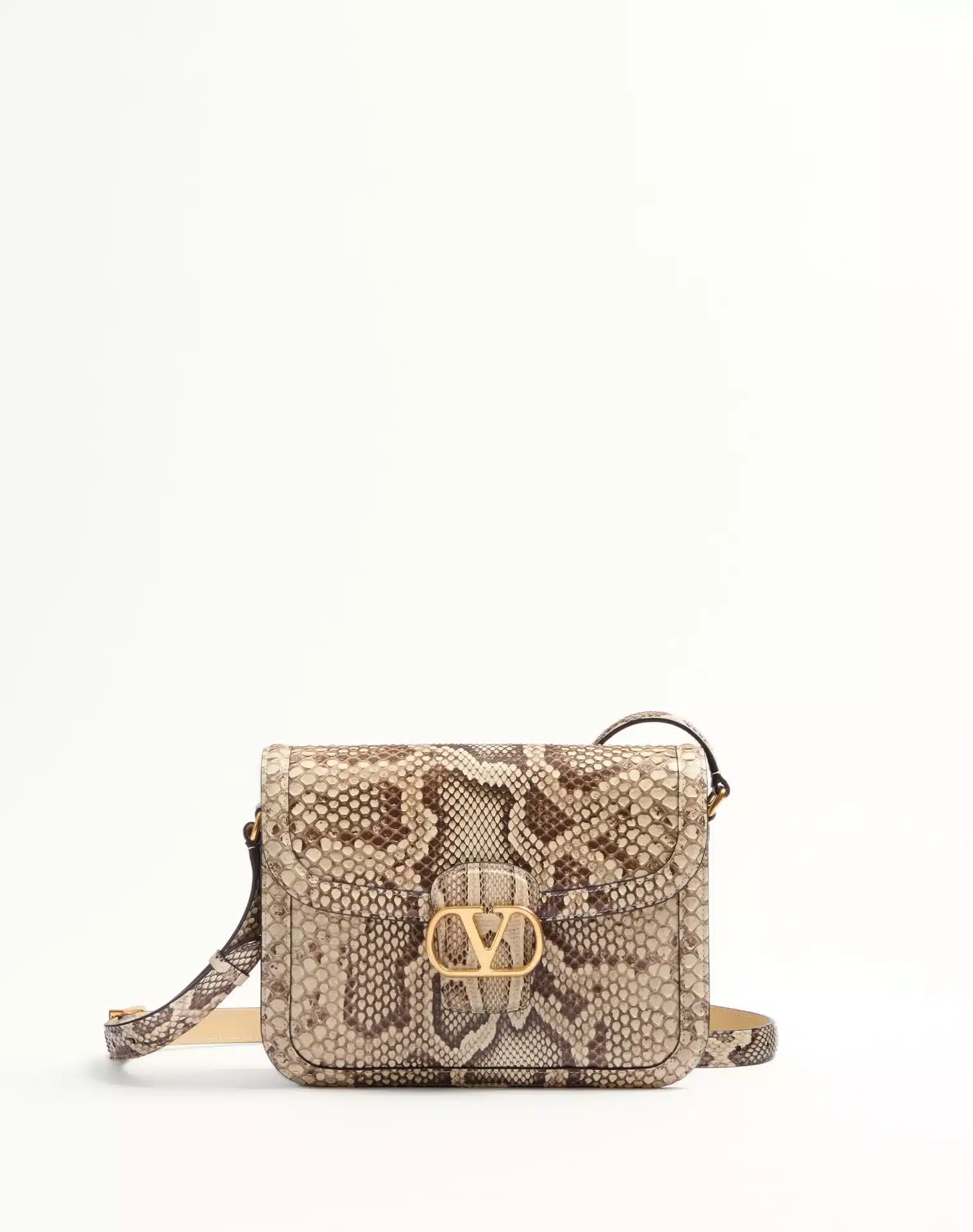 Sac porté épaule 9TO5 python crème Valentino Garavani-influensse