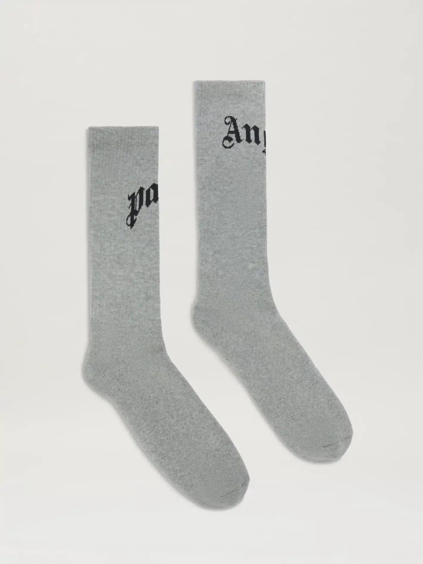 Chaussettes logo incurvé gris noir Palm Angels-influensse