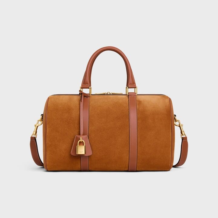 Sac à main luxe grand Boston cuir Facon velours tobacco Celine-influensse