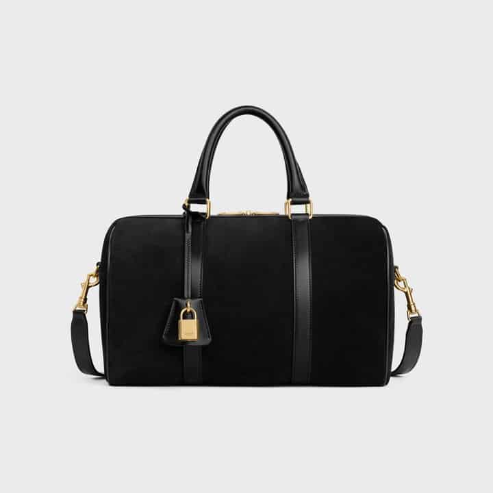 Sac à main luxe grand Boston cuir Facon velours noir Celine-influensse