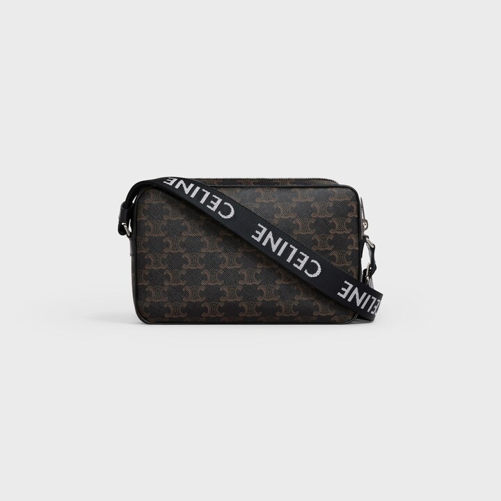 Sac Messenger moyen Triomphe toile cuir noir Celine-influensse