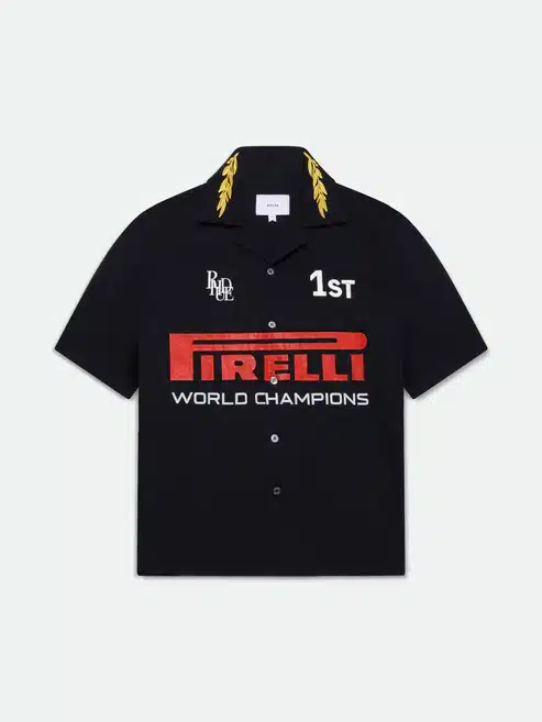 Chemise MC Champions nylon noir Rhude x Pirelli-influensse