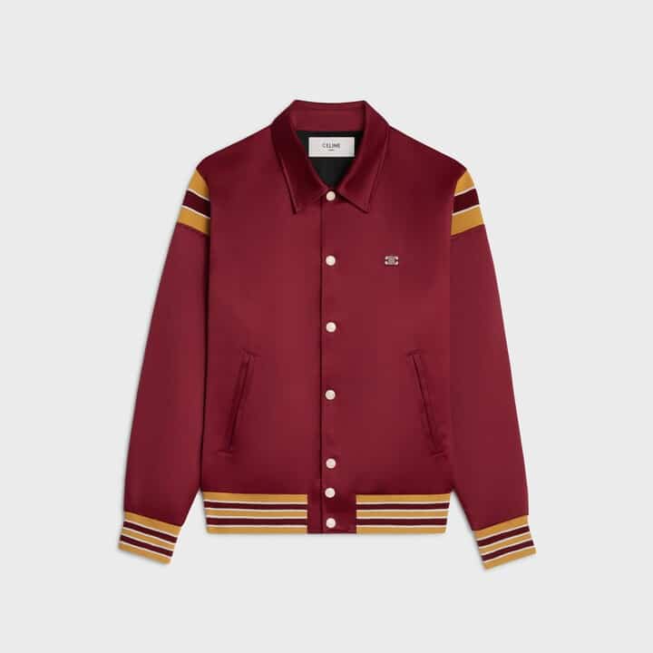 Blouson Teddy Triomphe satin bordeaux Celine-influensse