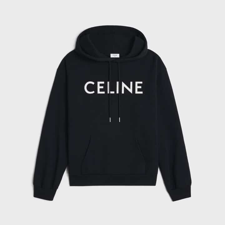 Sweat à capuche luxe Loose molleton noir blanc Celine-influensse