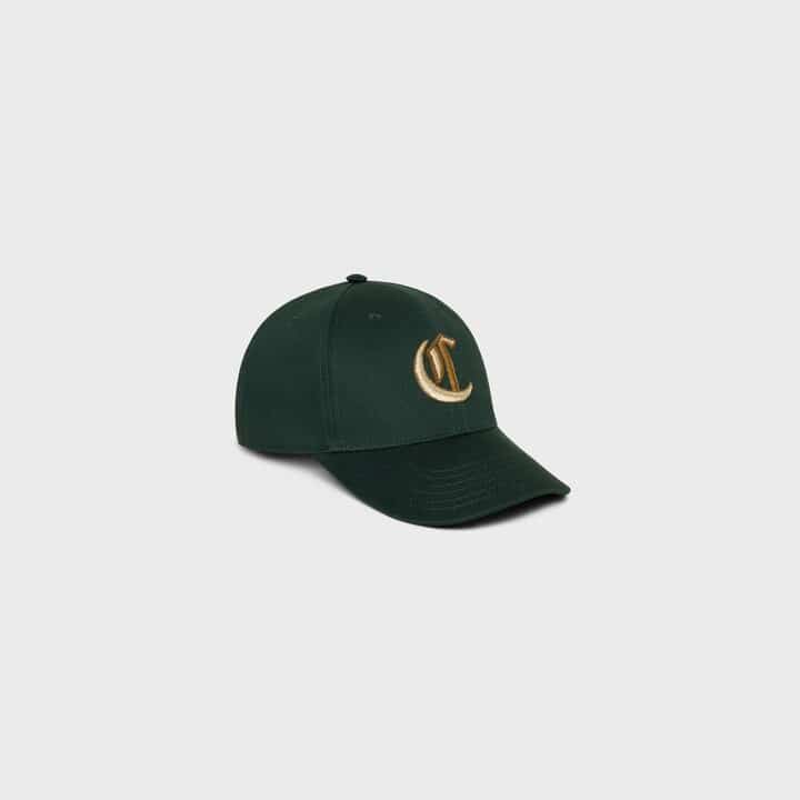 Casquette baseball luxe C gothique coton vert sapin Celine-influensse