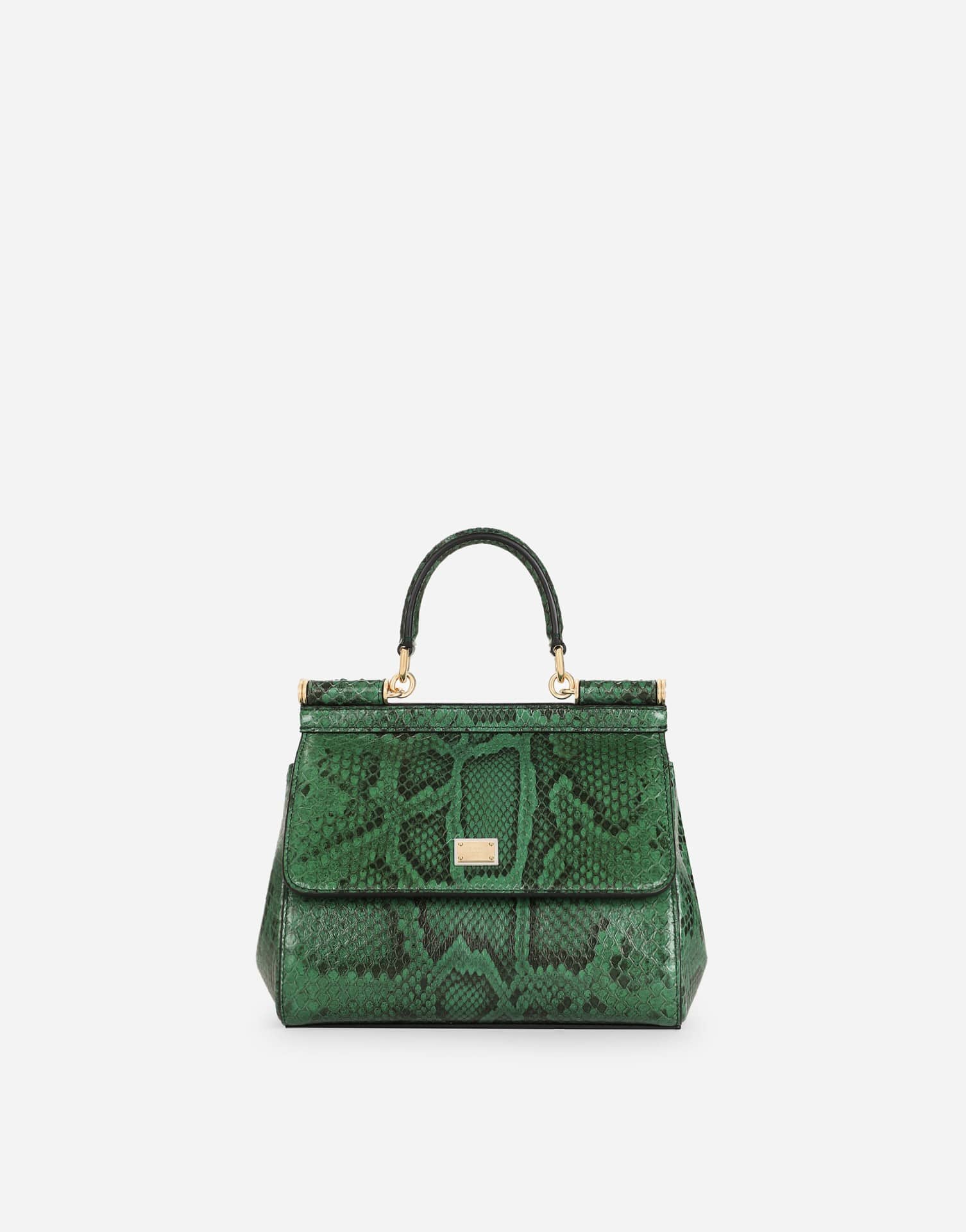 Sac à main Sicily moyen cuir python vert Dolce & Gabbana-influensse