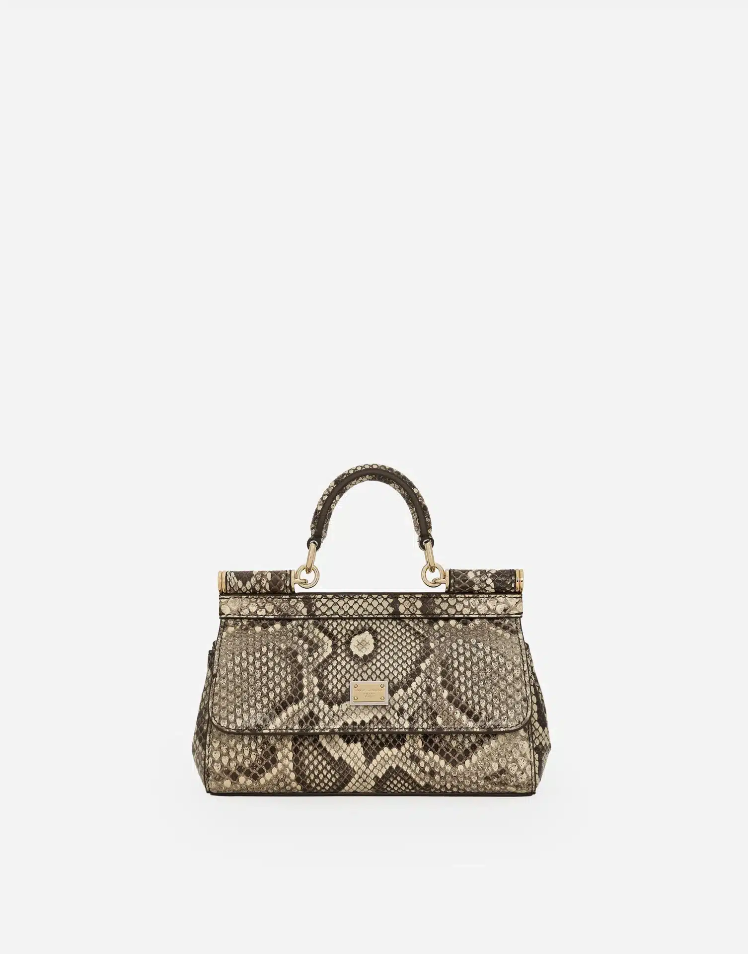 Sac à main Sicily petit cuir python beige Dolce & Gabbana-influensse