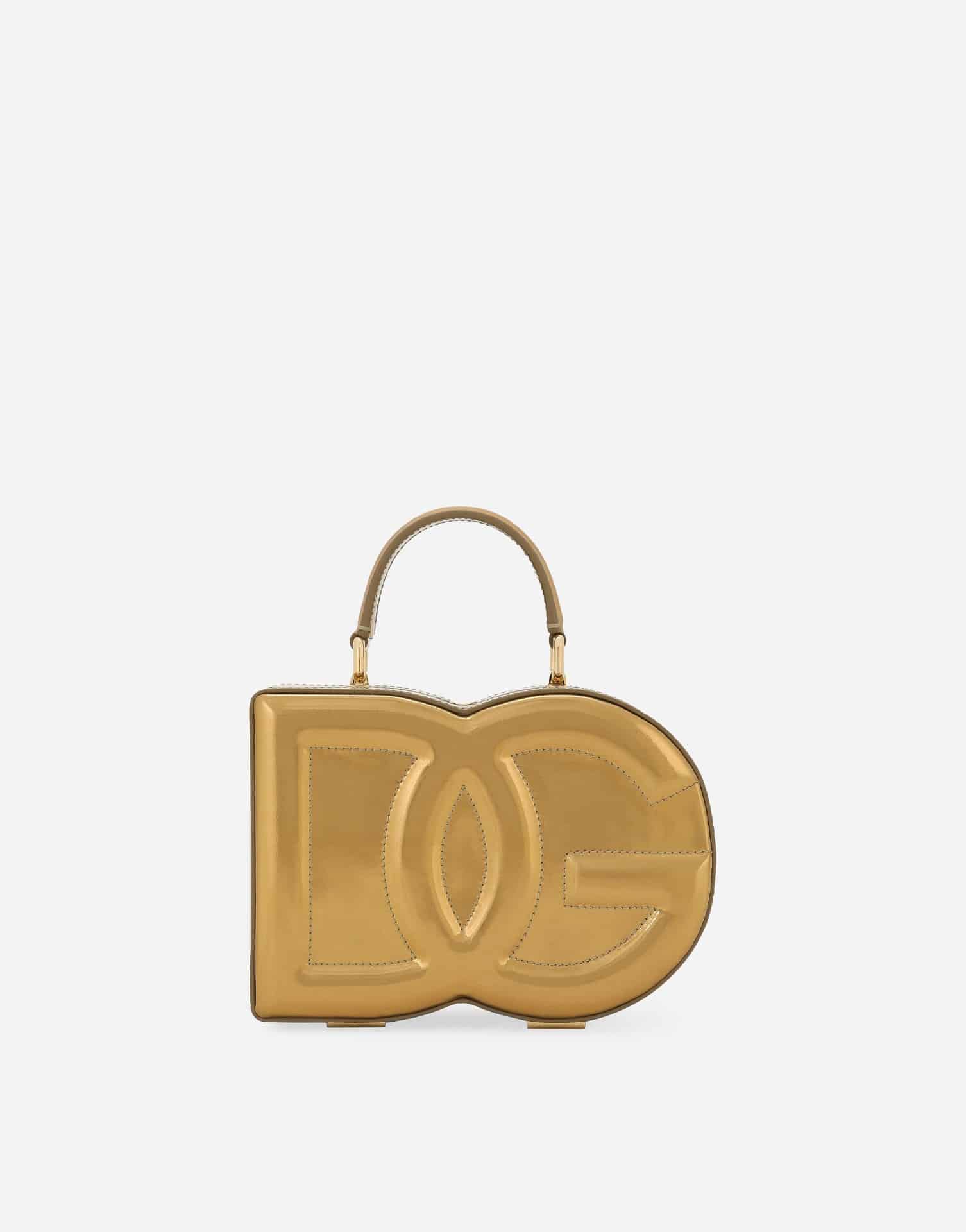 Sac à main DG logo bag box cuir doré Dolce & Gabbana-influensse