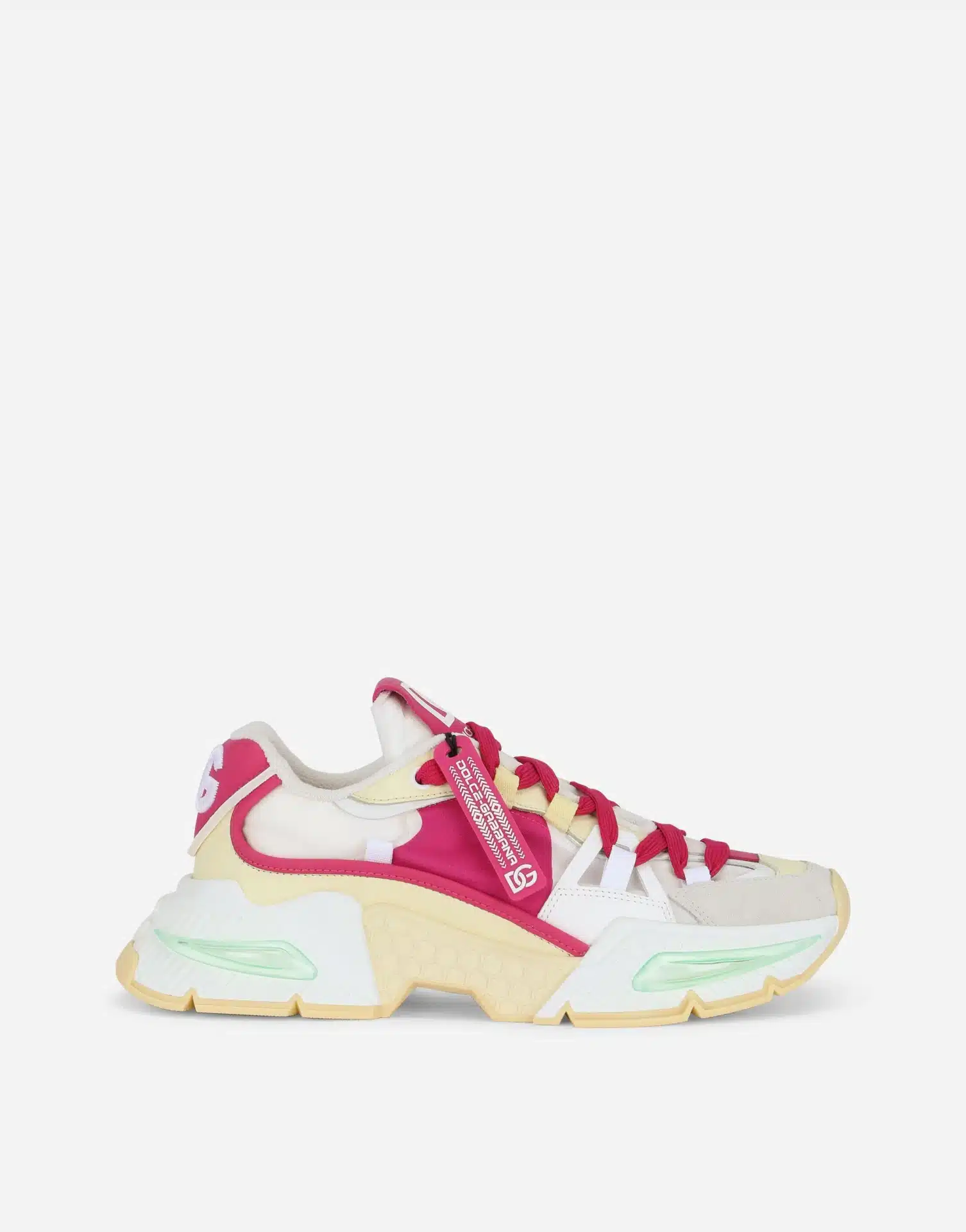 Baskets luxe Airmaster daim cuir blanc rouge Dolce&Gabbana-influensse