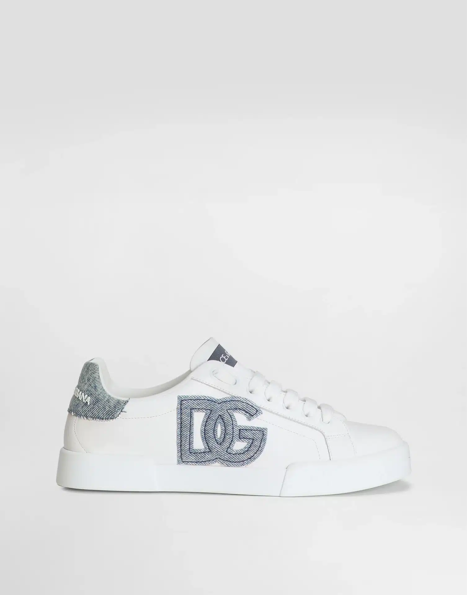 Sneakers luxe Portofino Light patch denim blanc Dolce&Gabbana-influensse