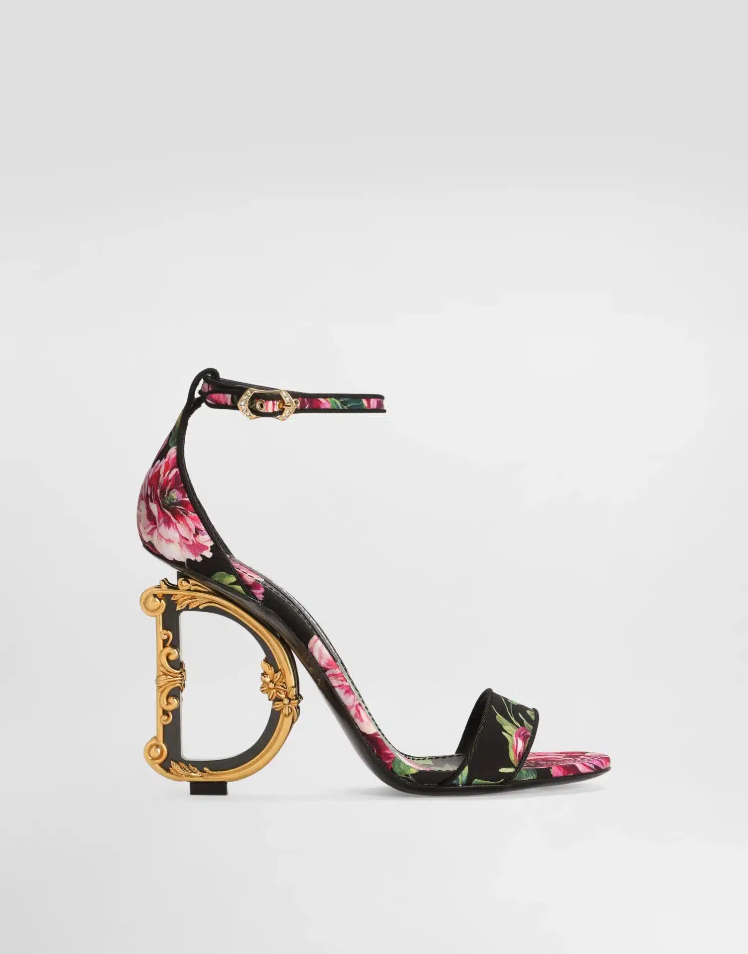 Sandales Baroques satin DG noir rose Dolce&Gabbana-influensse