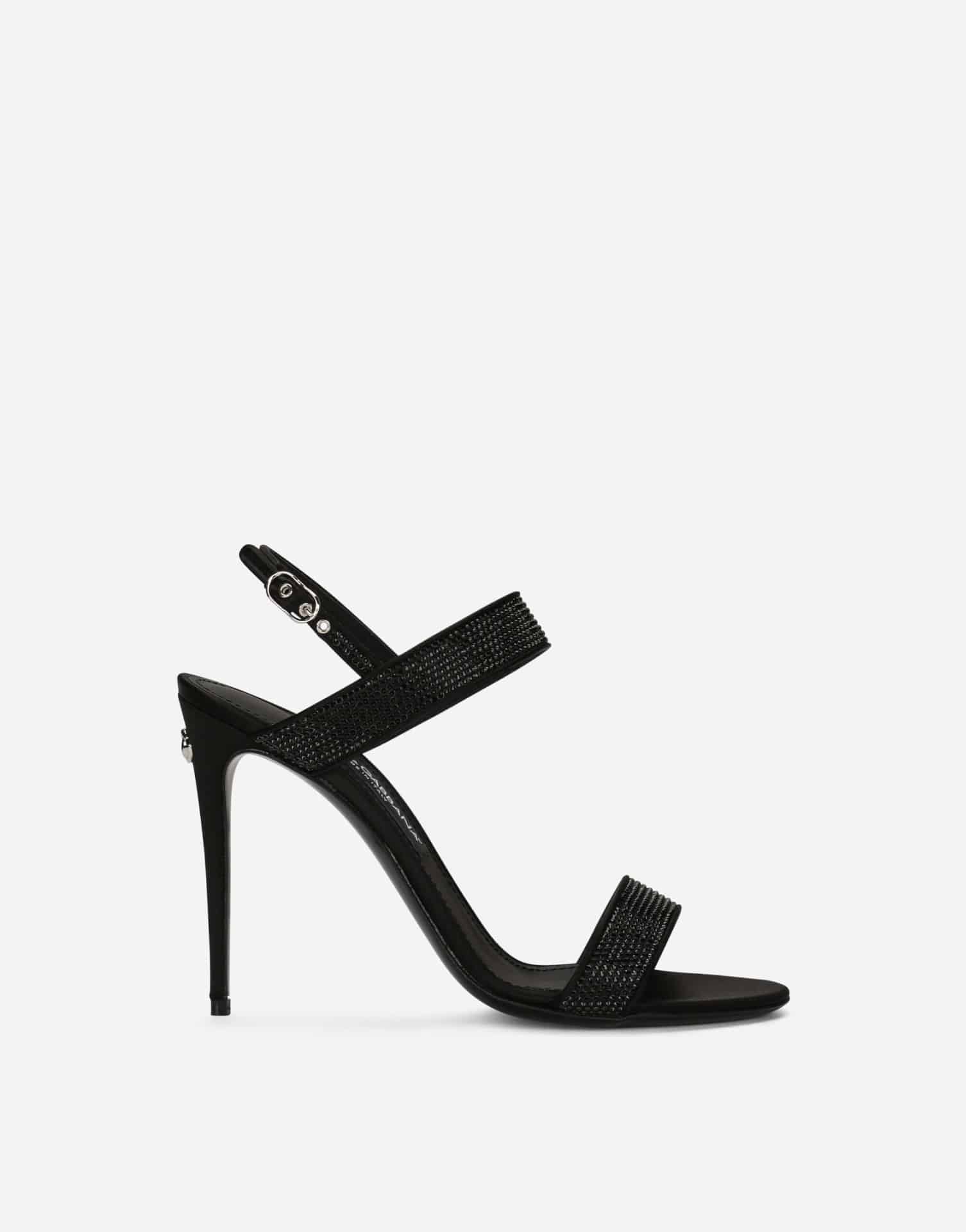 Sandales Keira satin strass noir Dolce&Gabbana-influensse