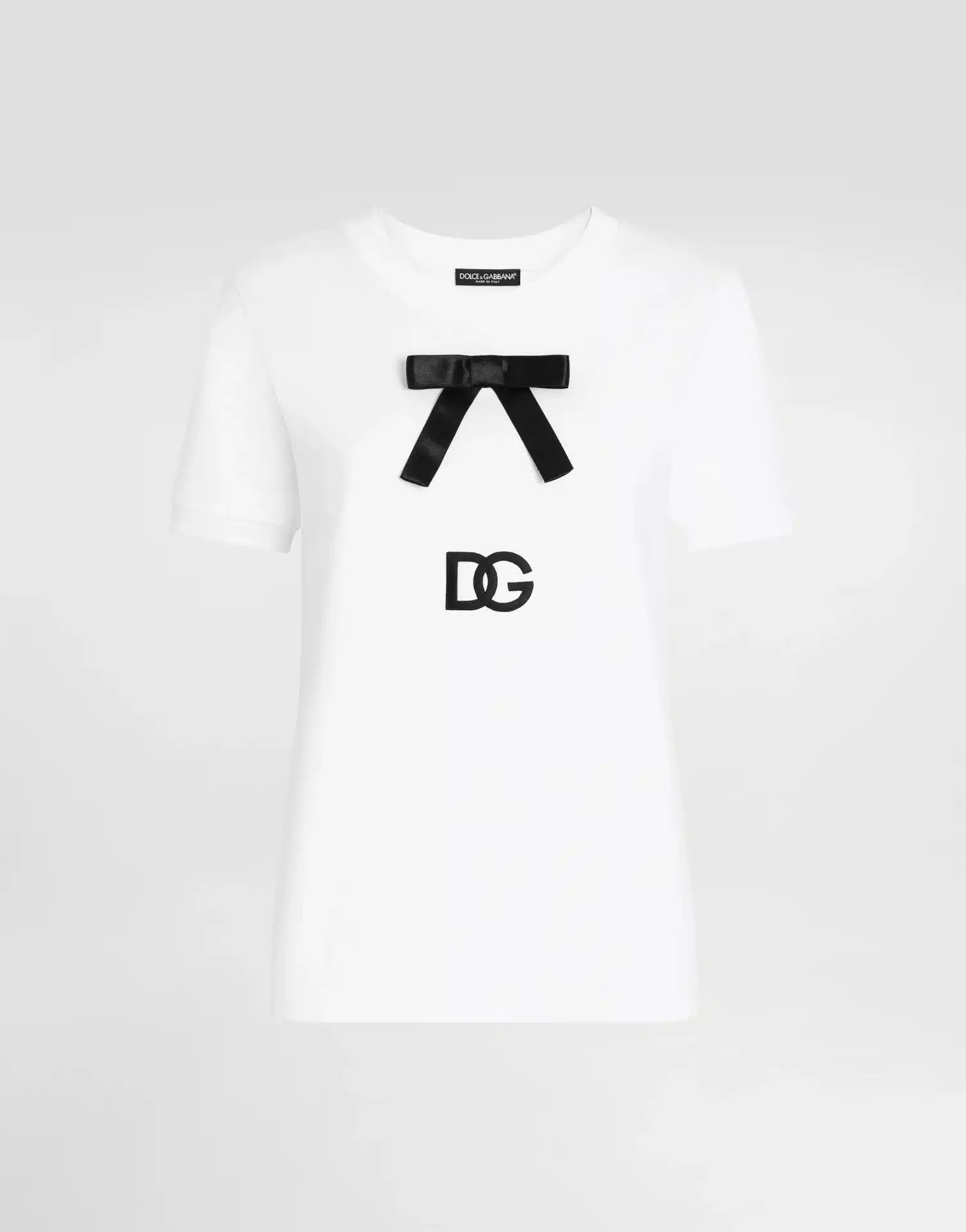 T-shirt luxe noeud logo DG coton jersey blanc Dolce&Gabbana-influensse