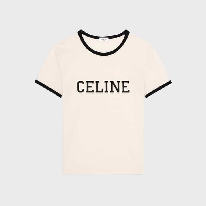 T-shirt Regular patch jersey blanc lavé noir Celine-influensse