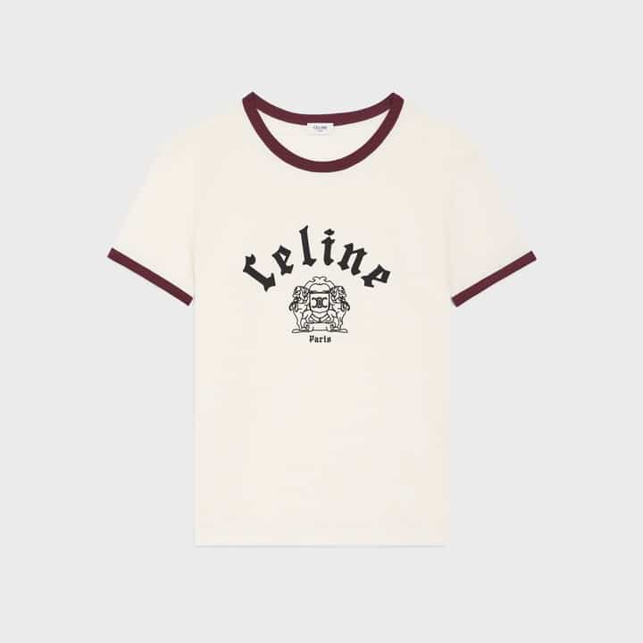 T-shirt Regular Blason jersey blanc lavé bordeaux Celine-influensse