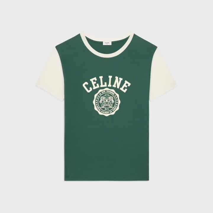 T-shirt Regular jersey vert blanc Celine-influensse