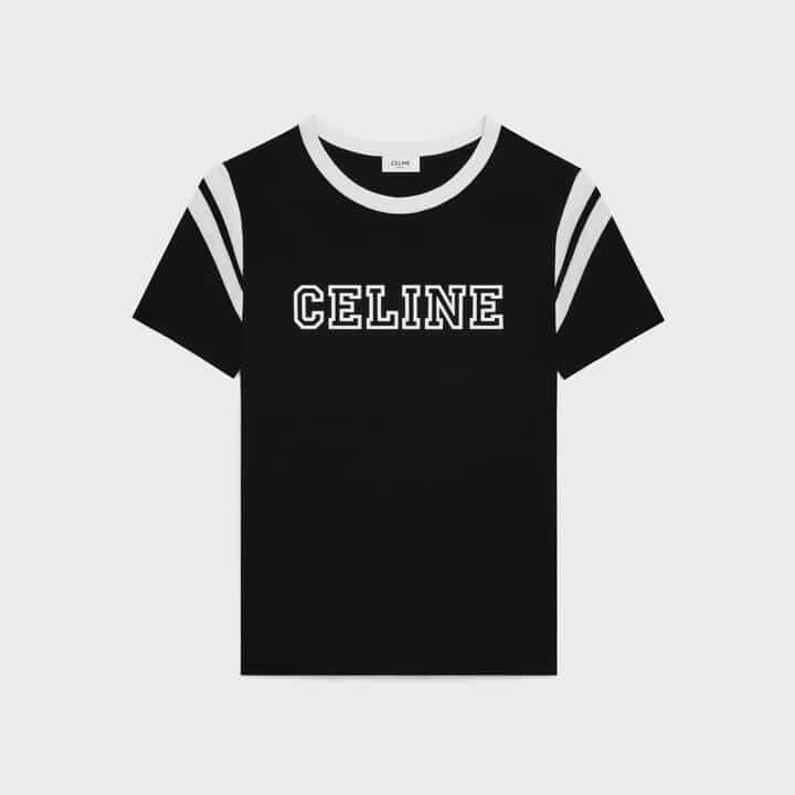 T-shirt Loose flock jersey noir blanc Celine-influensse