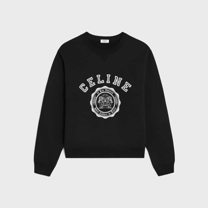 Sweat luxe Loose Blason coton molleton noir blanc Celine-influensse