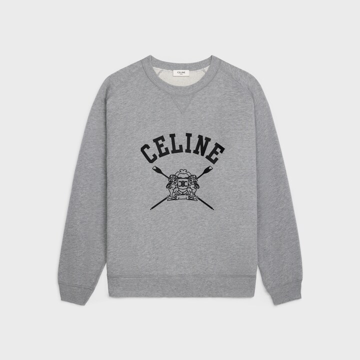 Sweat luxe Loose Blason nautique molleton gris noir Celine-influensse