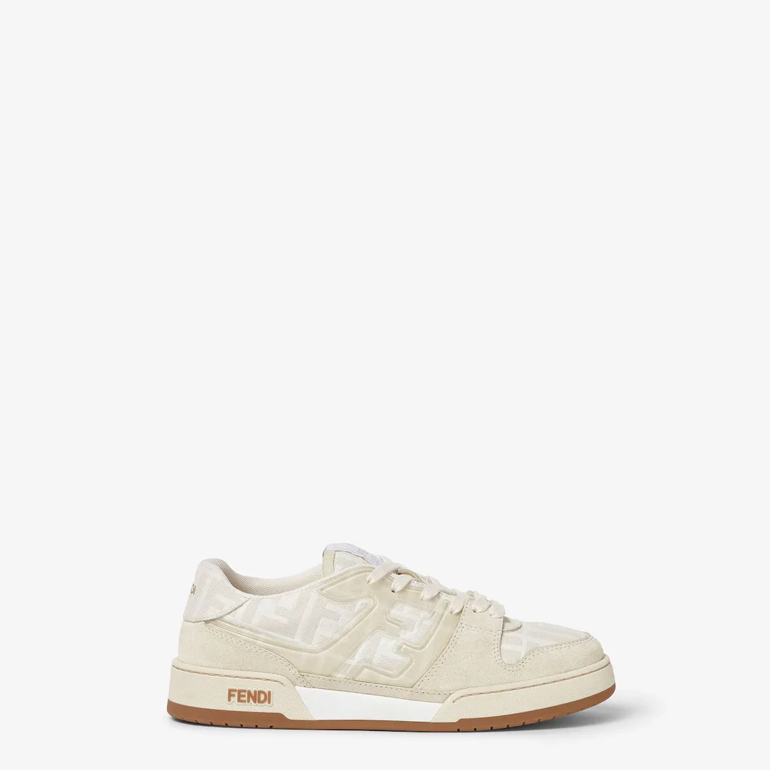 Sneakers Match tissu ivoire cuir taupe Fendi-influensse