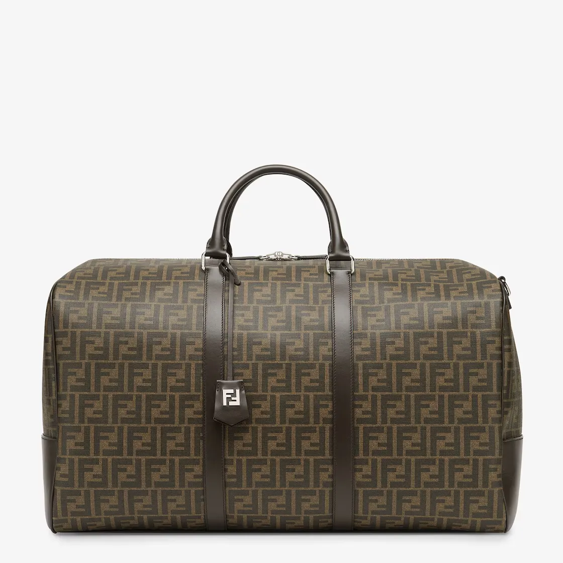 Sac de voyage FF grand format tissu cuir marron Fendi-influensse
