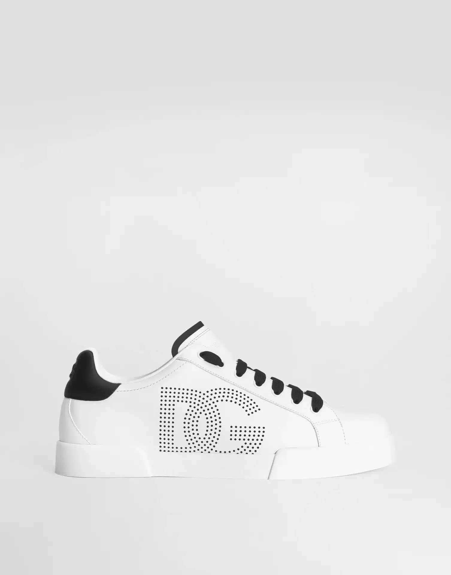 Sneakers luxe Strobel Portofino cuir blanc noir Dolce&Gabbana-influensse