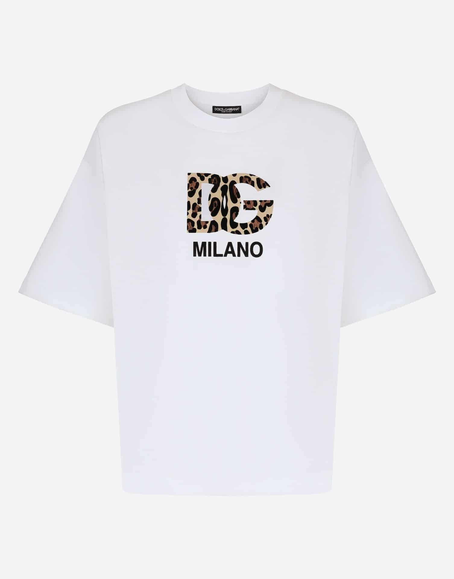 T-shirt luxe logo DG coton blanc léopard Dolce&Gabbana-influensse