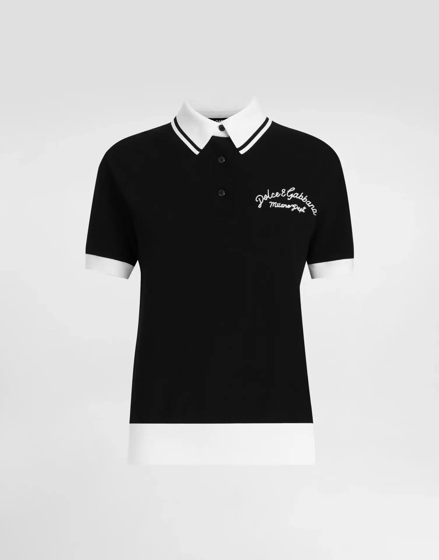 Polo court luxe logo DG brodé coton noir Dolce&Gabbana-influensse