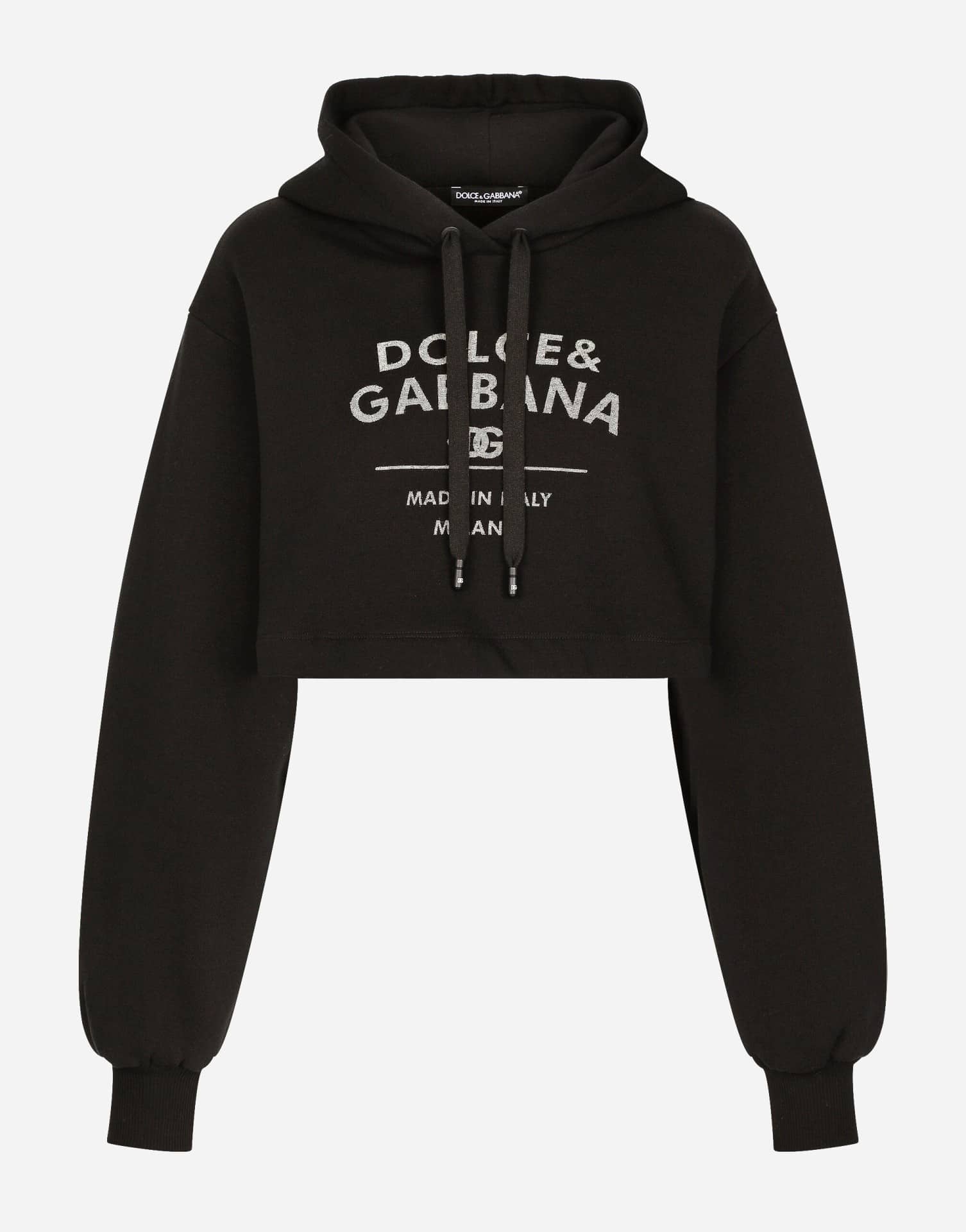 Sweat à capuche luxe logo lettre coton noir Dolce&Gabbana-influensse