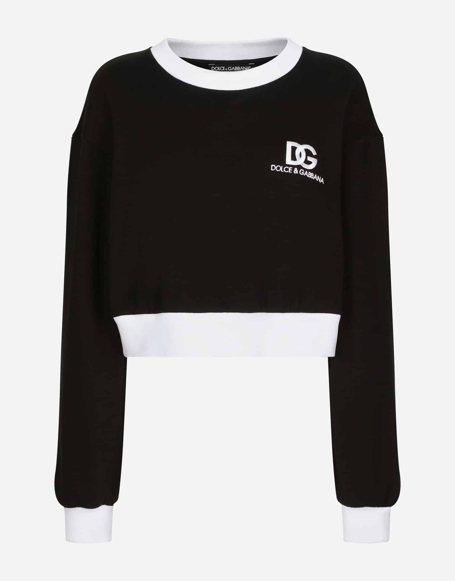 Sweat luxe logo DG brodé jersey noir blanc Dolce&Gabbana-influensse