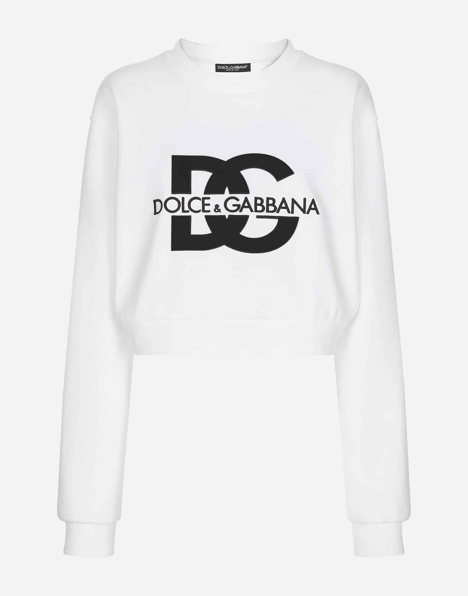 Sweat luxe logo DG brodé coton blanc Dolce&Gabbana-influensse