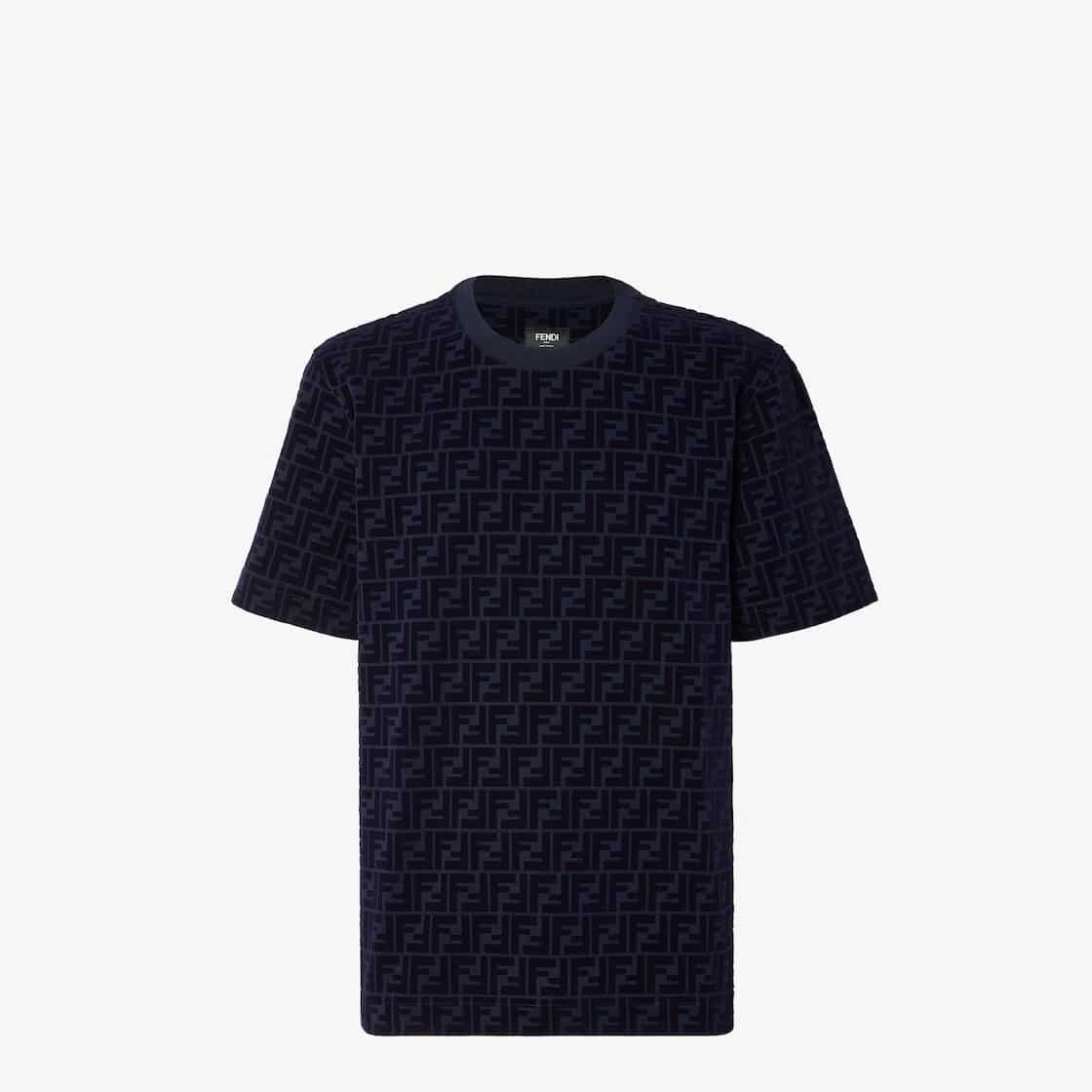 T-shirt coton piqué monogram FF bleu Fendi-influensse