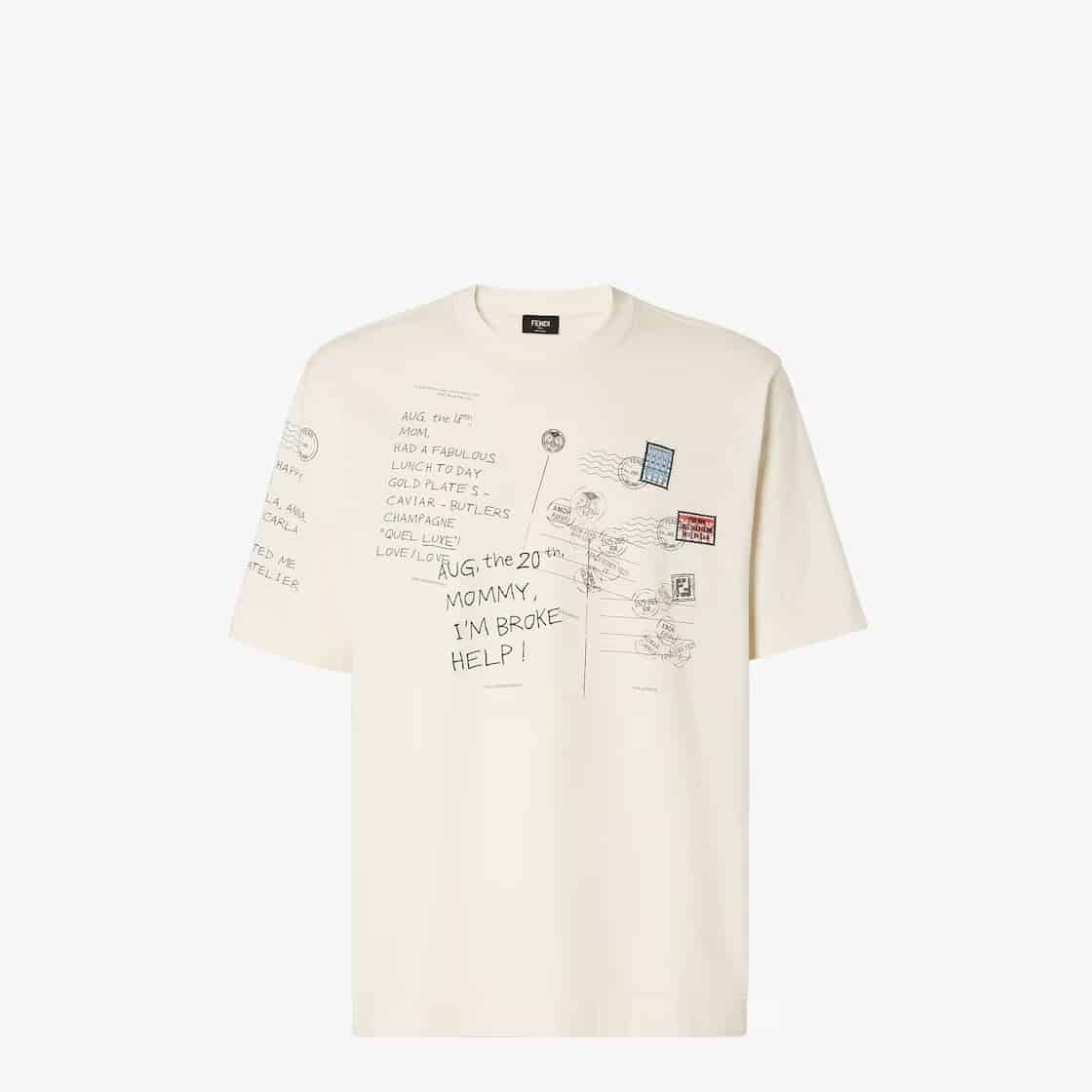 T-shirt Postcards coton blanc Fendi-influensse