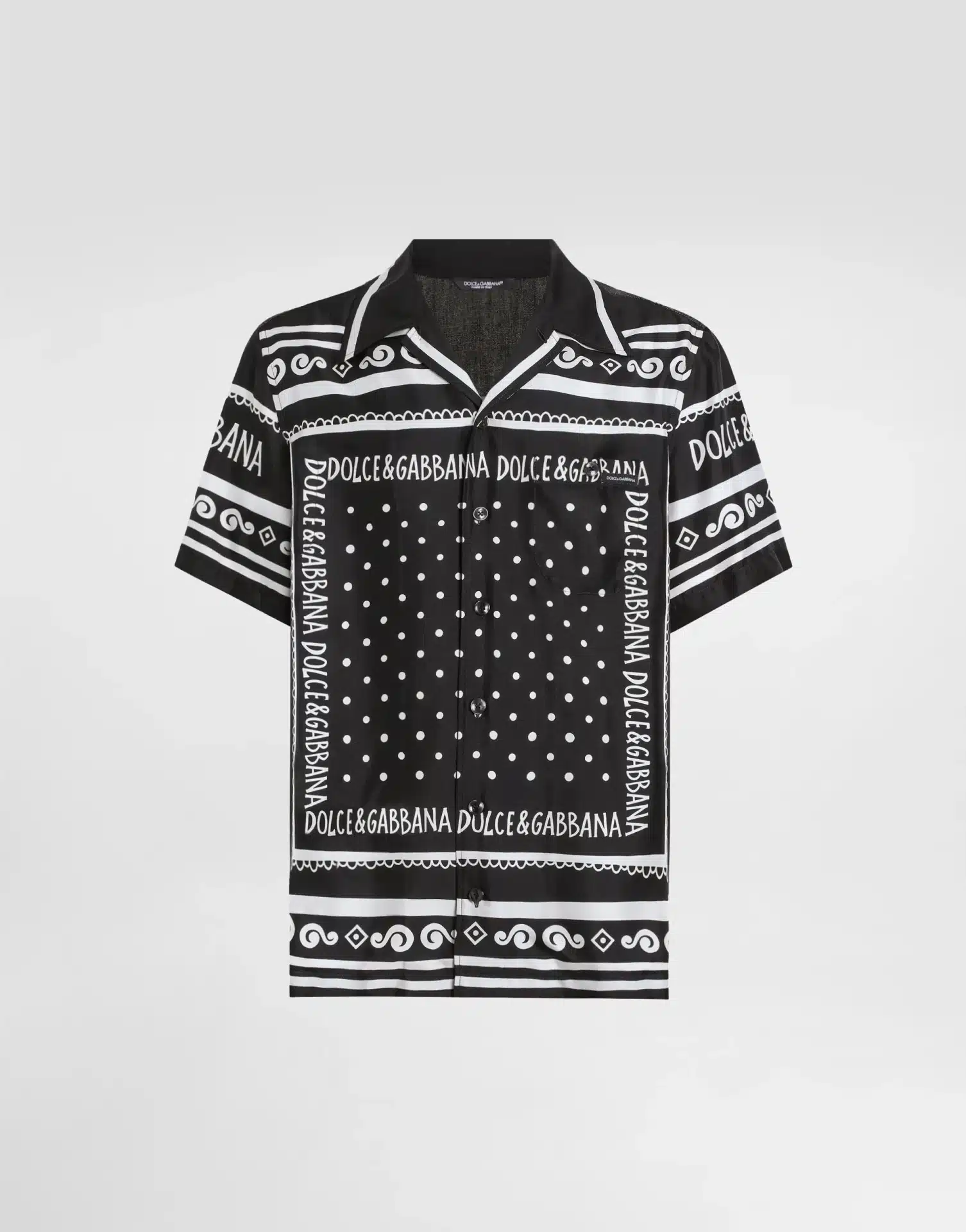 Chemise Hawaïenne Bandana soie denim noir Dolce&Gabbana-influensse