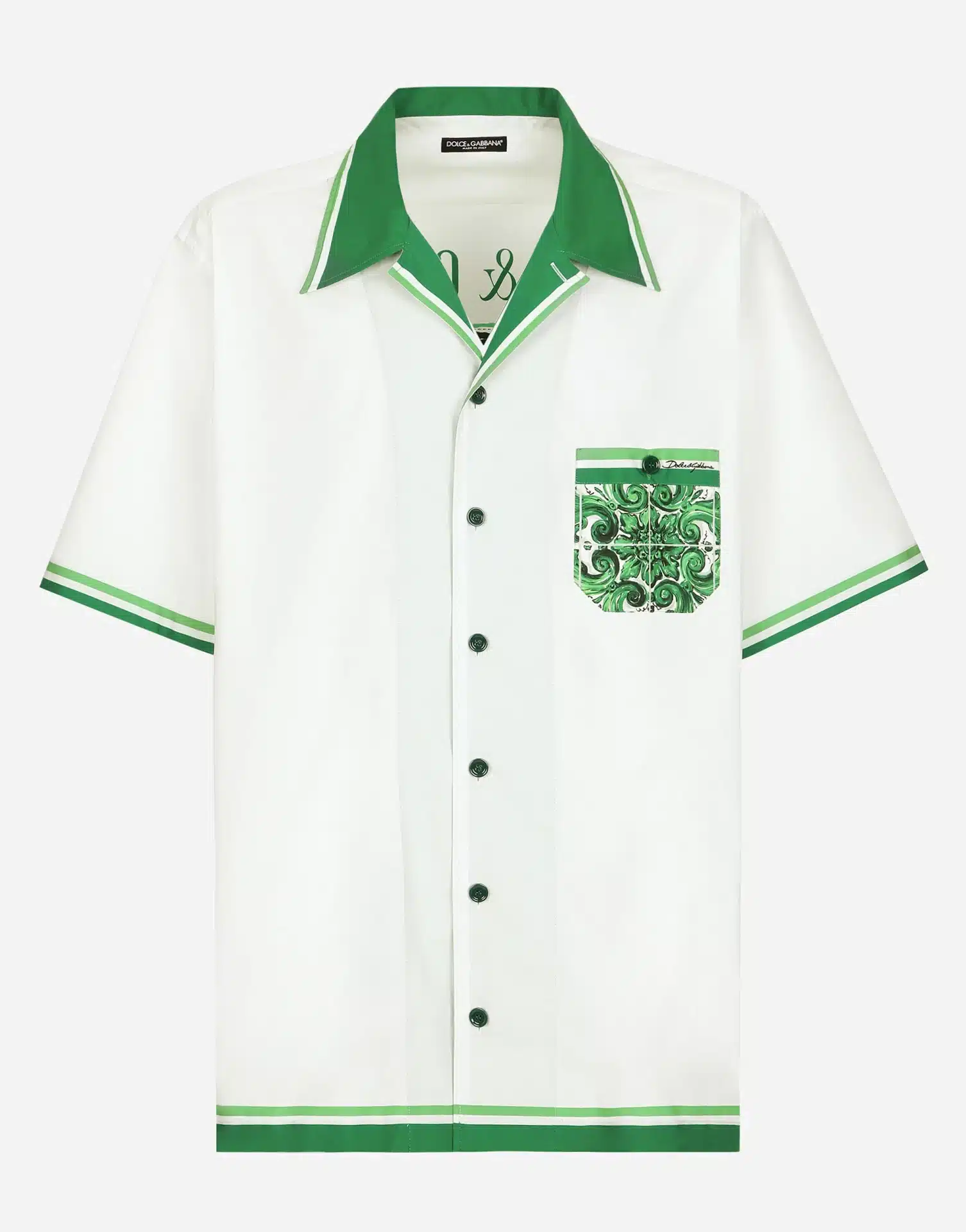 Chemise Hawaïenne Majolique vert blanc Dolce&Gabbana-influensse