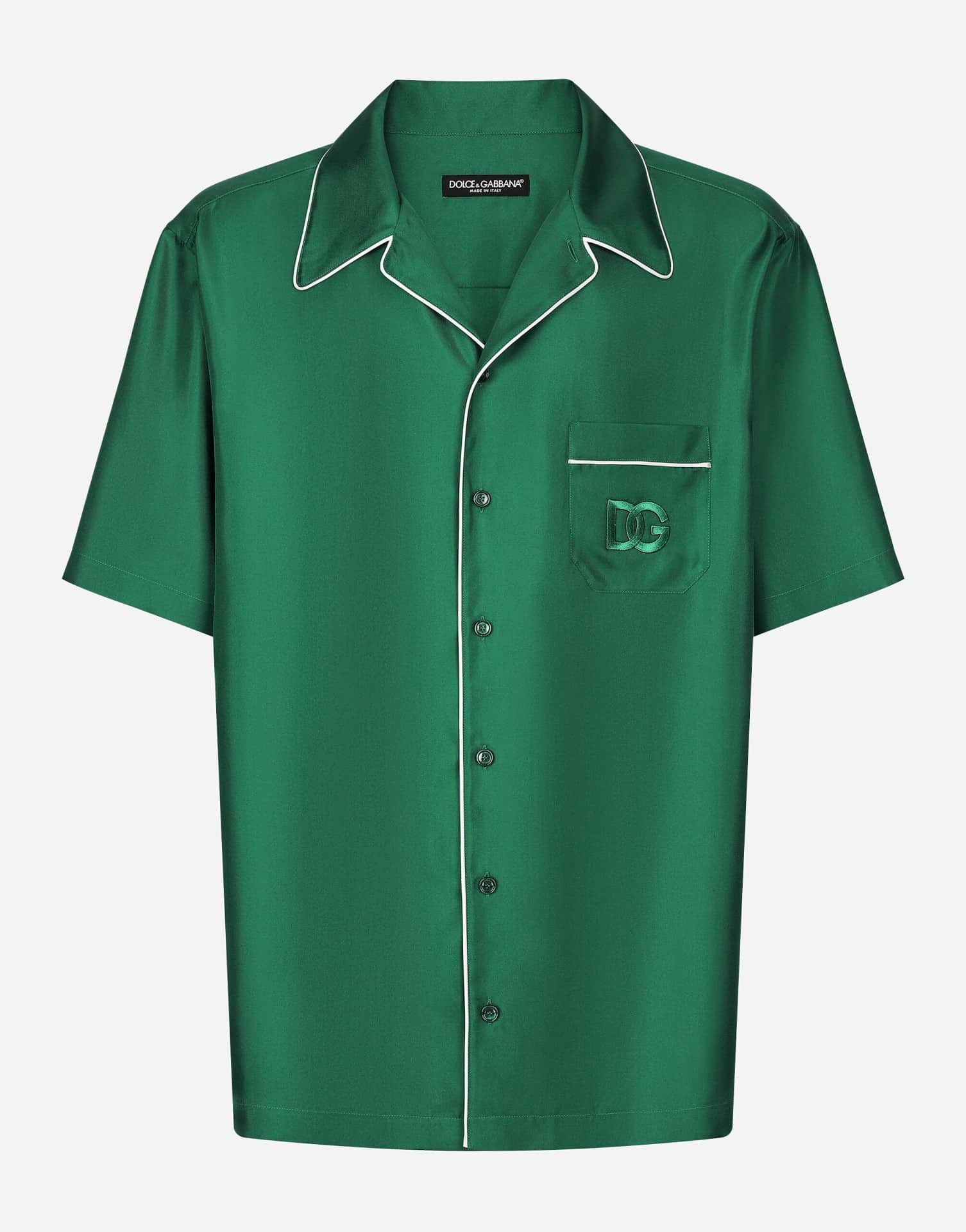 Chemise Hawaïenne DG brodé soie vert Dolce&Gabbana-influensse