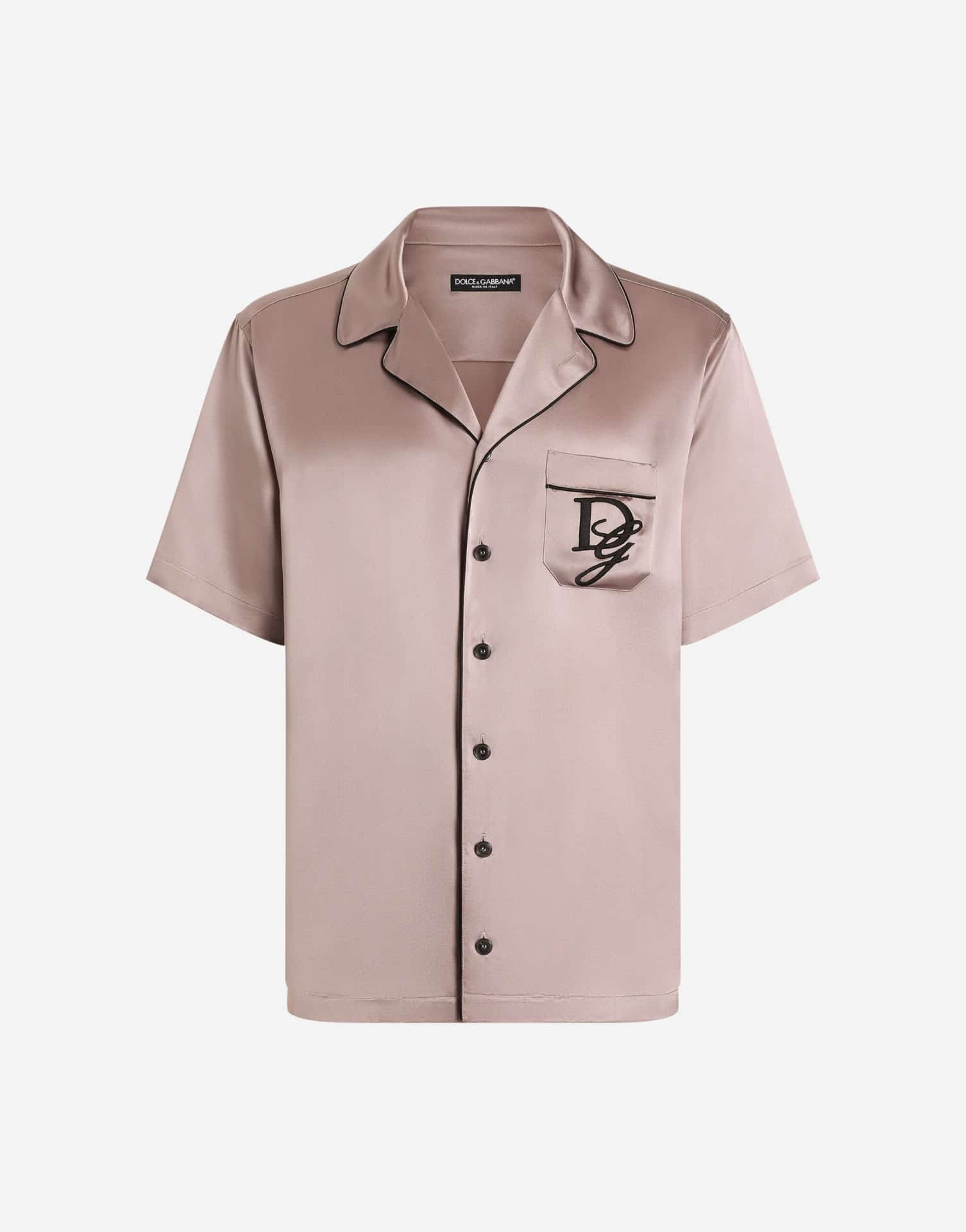 Chemise Hawaïenne logo DG satin soie rose Dolce&Gabbana-influensse