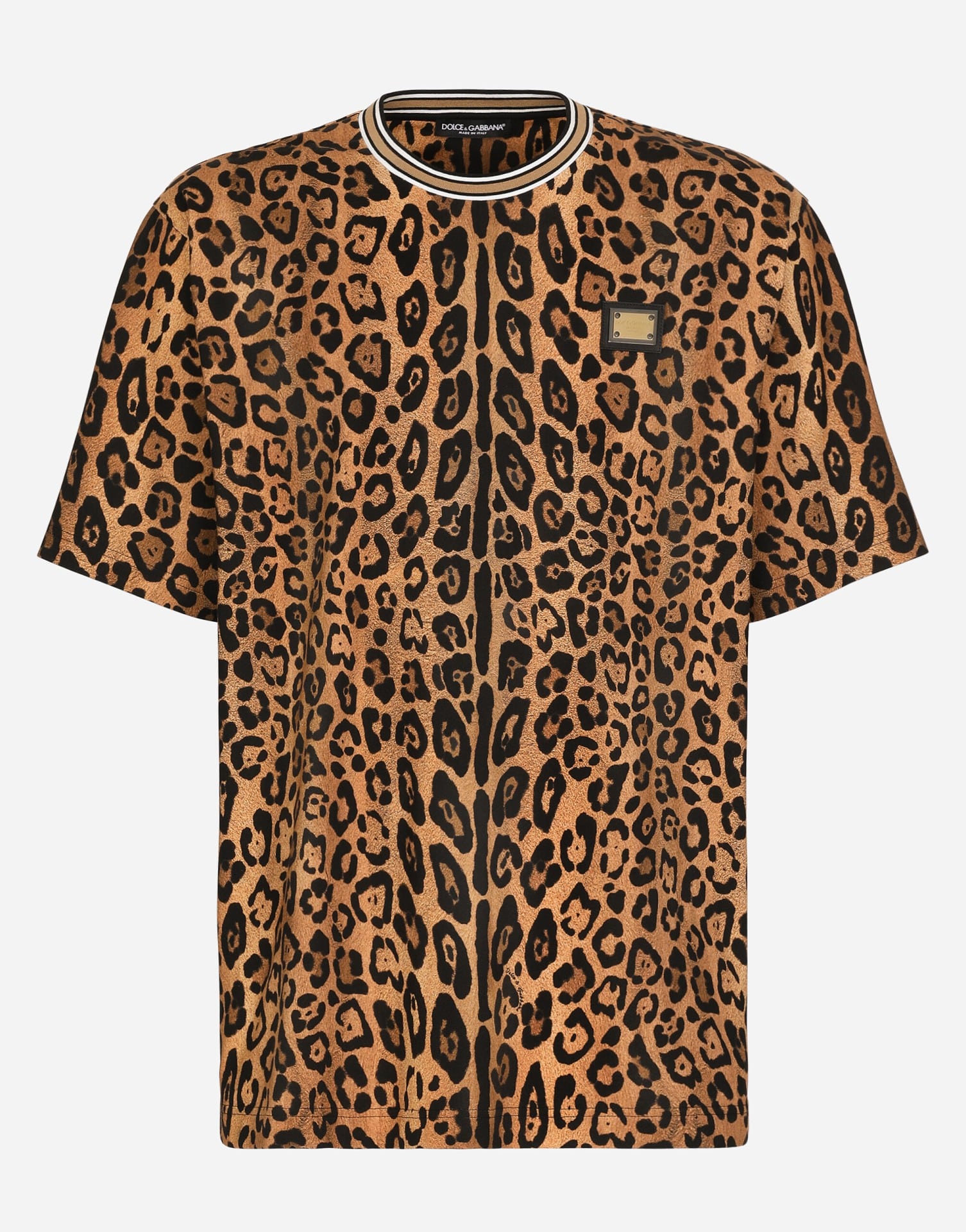 T-shirt Homme luxe Crespo coton léopard Dolce&Gabbana-influensse