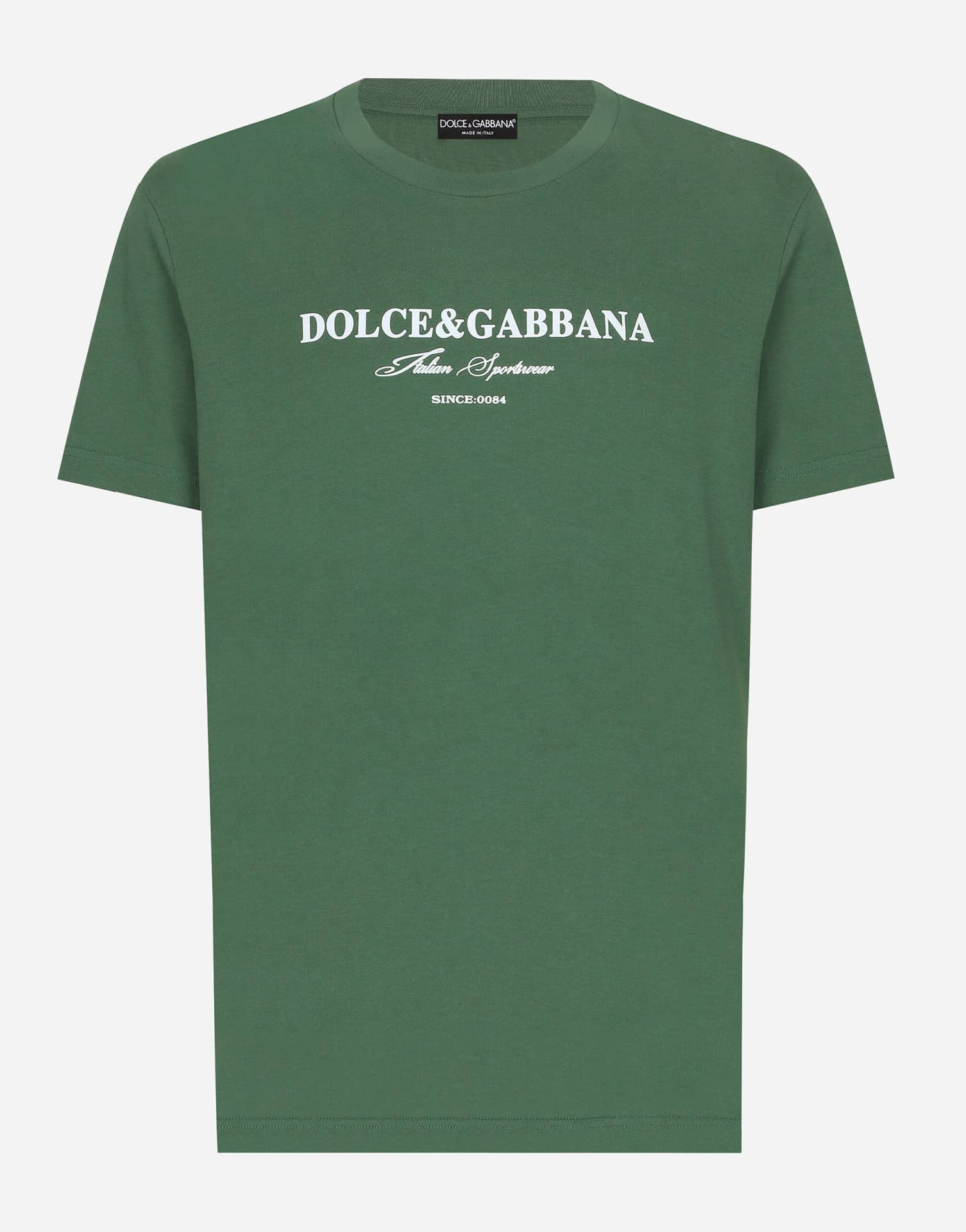 T-shirt logo imprimé manches courtes pour Homme réalisé en coton vert uni, stylé, confortable et donne une allure sportive sublimé par le logo étiquette Dolce&Gabbana-influensse