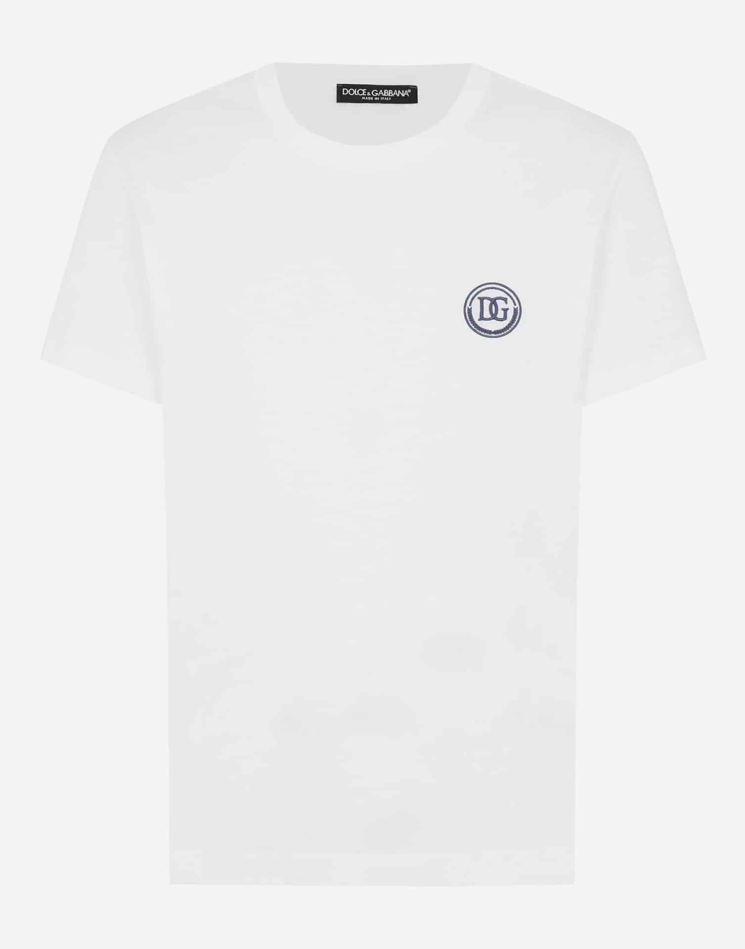 T-shirt DG brodé coton blanc Dolce&Gabbana-influensse