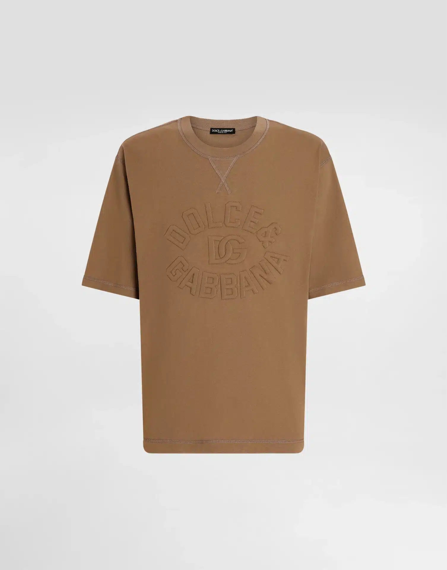 T-shirt luxe DNA logo brodé jersey marron Dolce&Gabbana-influensse